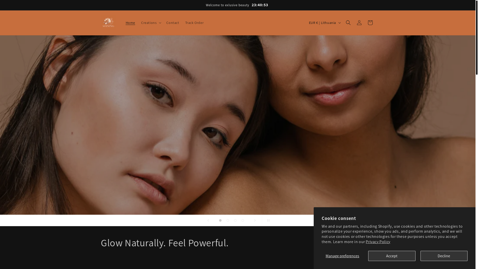 website screenshot of https://shiningbeautyinc.shop/