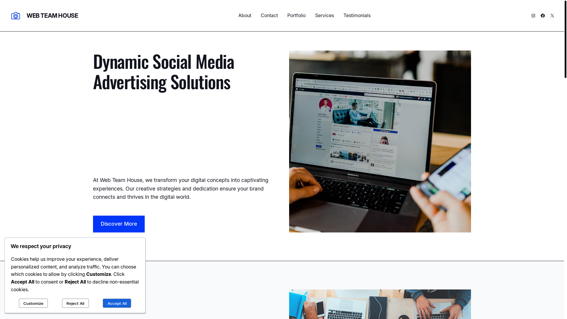 website screenshot of https://webteamhouse.com/