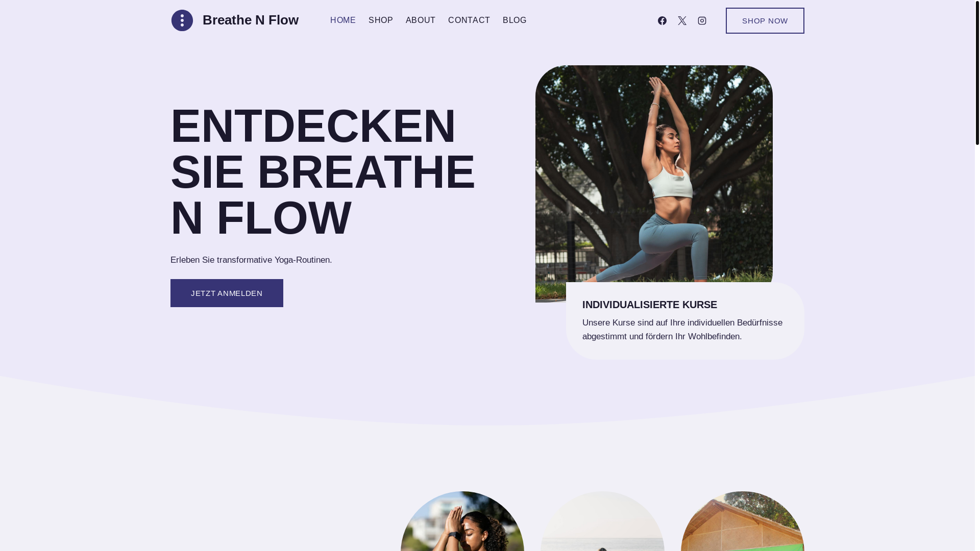 website screenshot of https://breathenflow.shop/