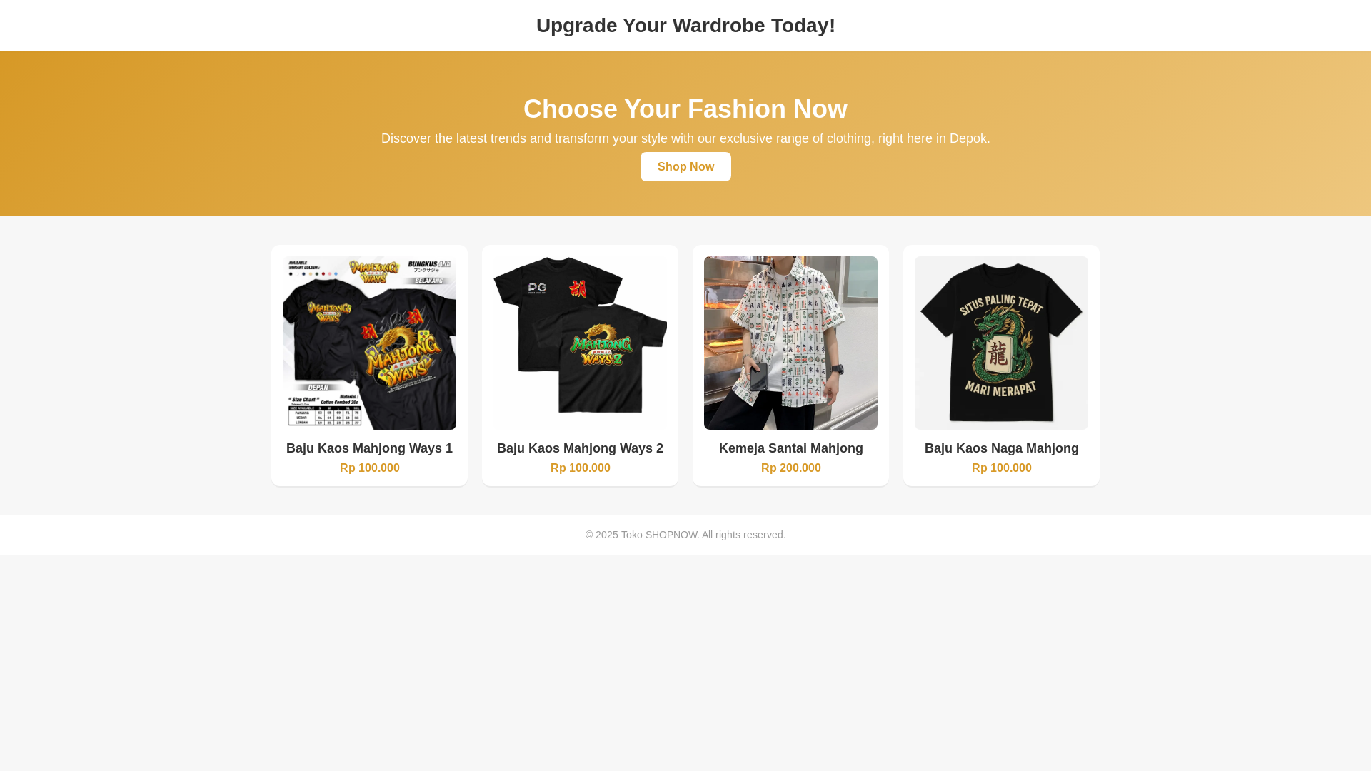 website screenshot of https://tokoshopnow.shop/