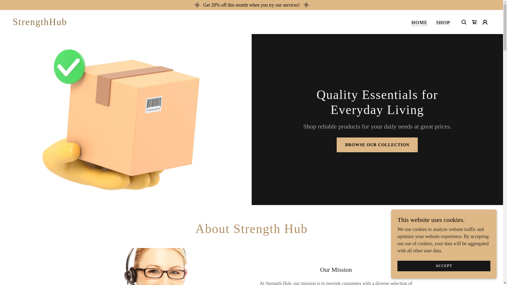 website screenshot of https://strengthhubofficial.com/