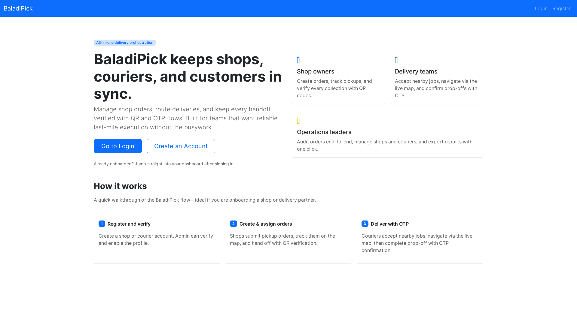 website screenshot of https://baladipick.sevalla.app