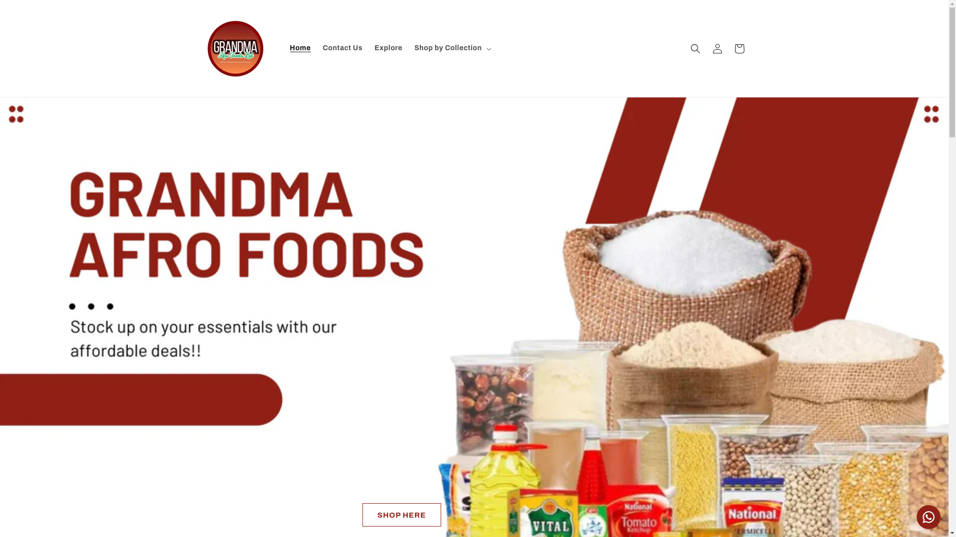 website screenshot of https://grandmaafrofoods.com/