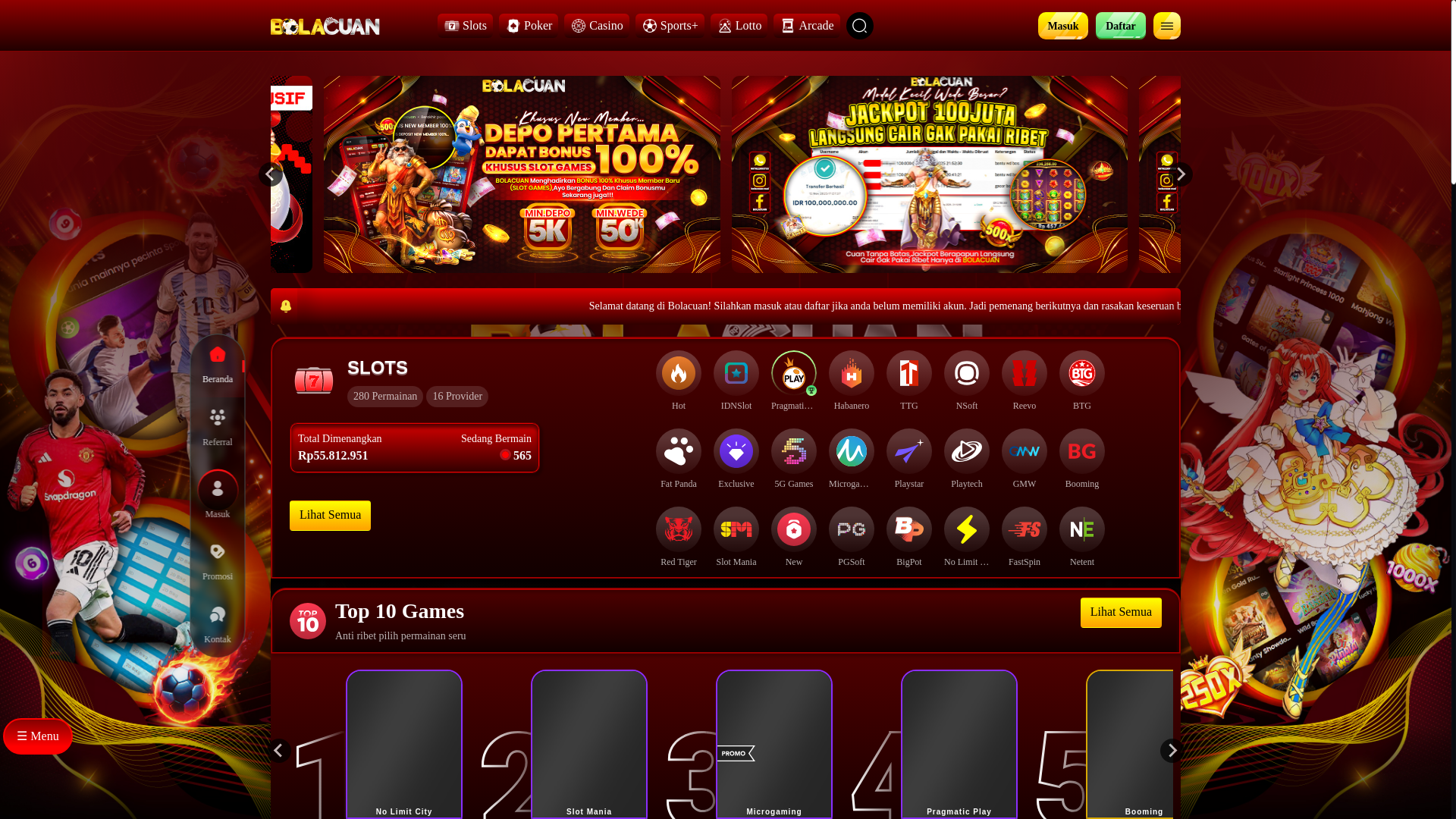 website screenshot of https://bolacuangacor.space/