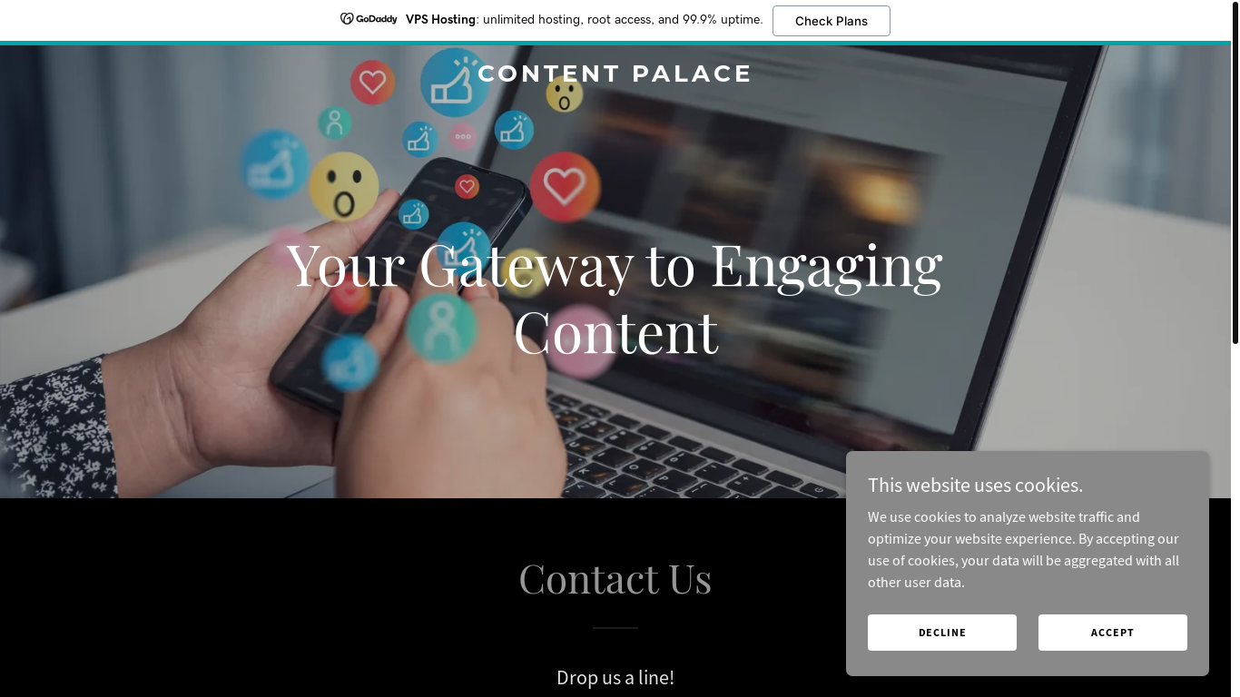 website screenshot of https://contentpalace.media/