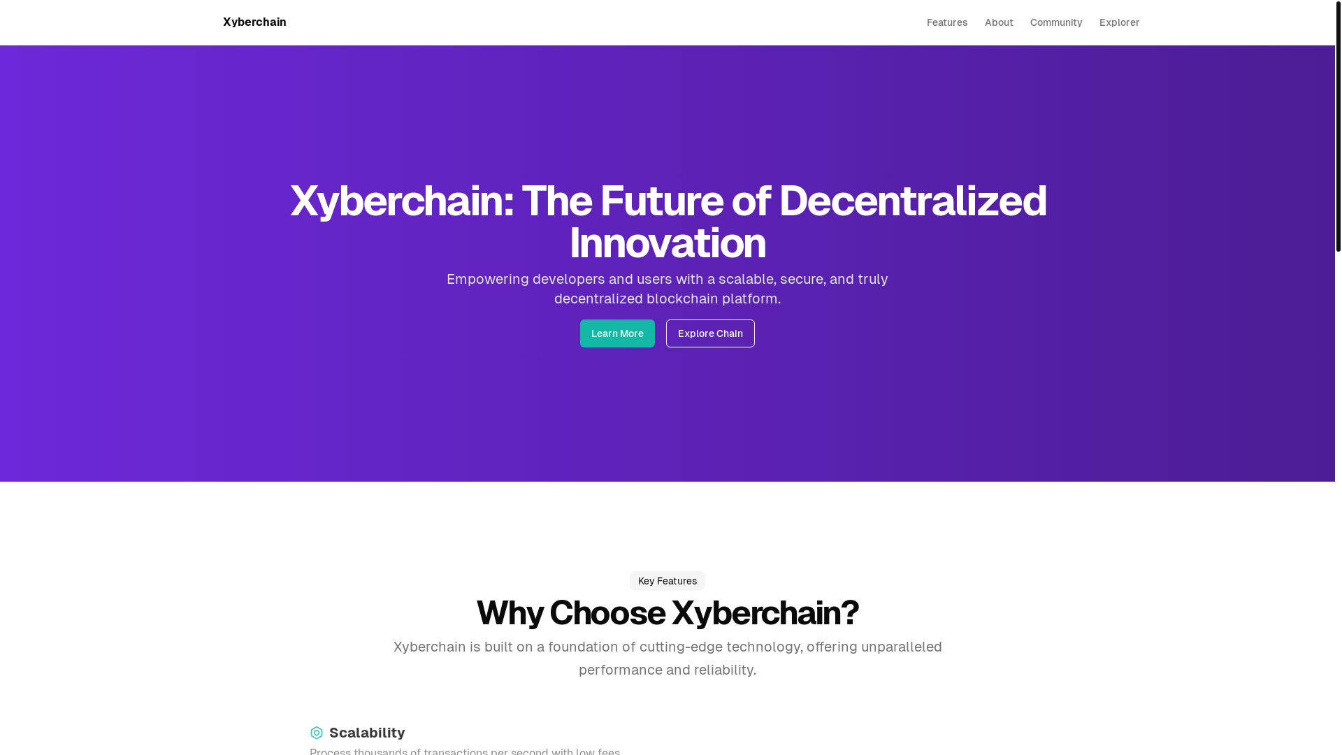 website screenshot of https://xyberchain.network/