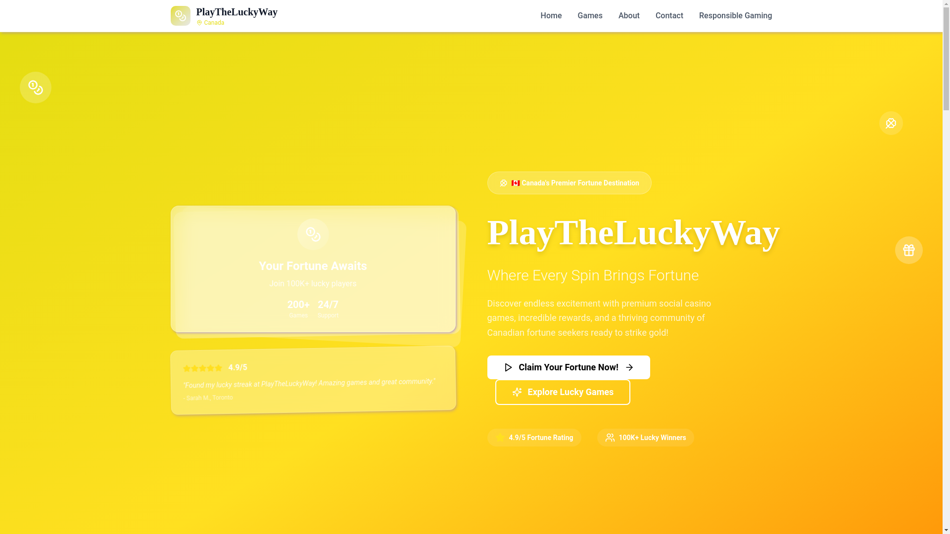 website screenshot of https://playtheluckyway.com/