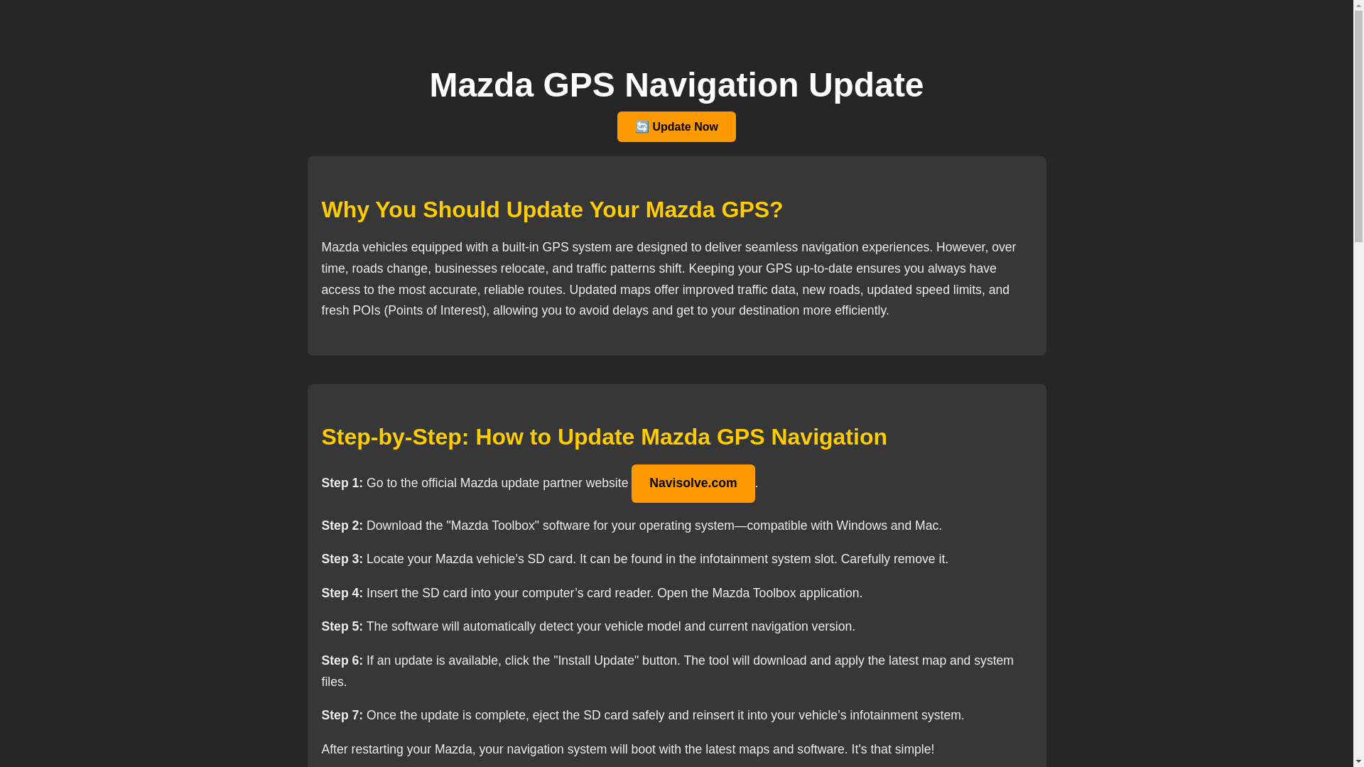 website screenshot of https://mazdagps-navigation.pages.dev/