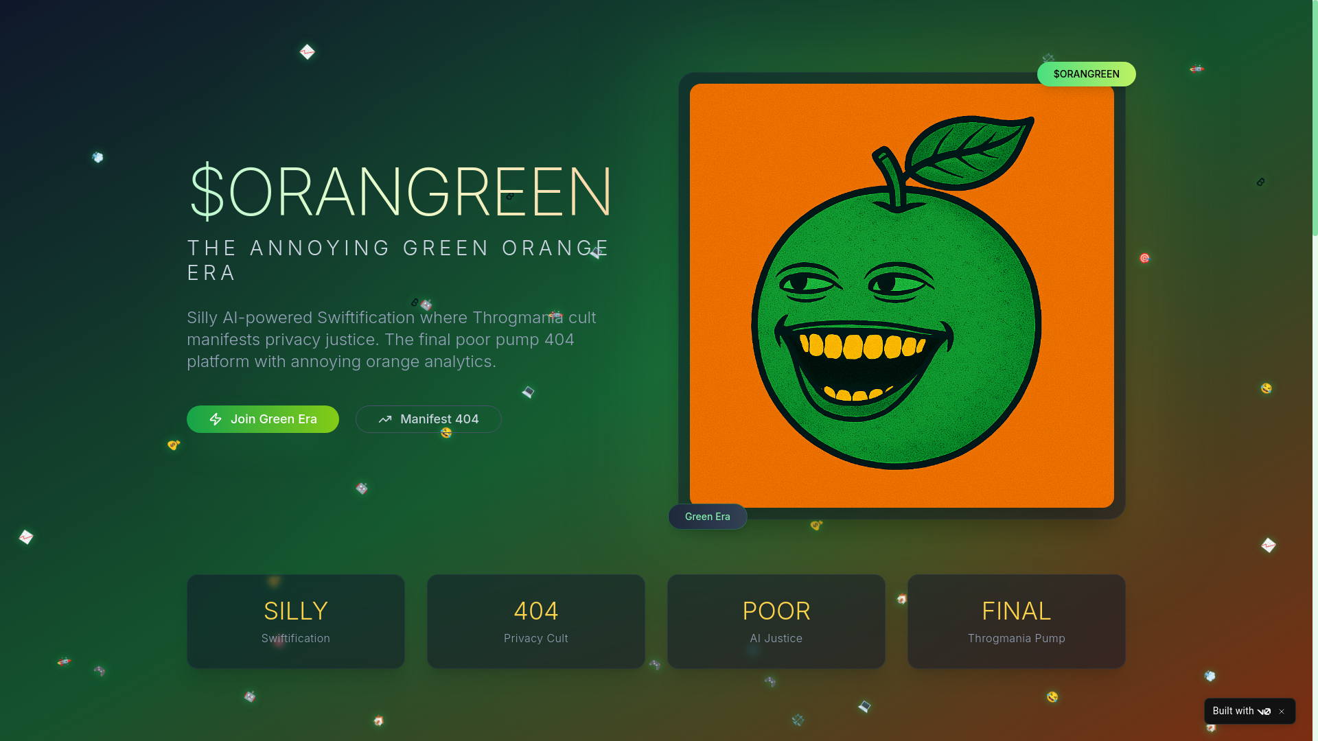 website screenshot of https://orangreen.live/