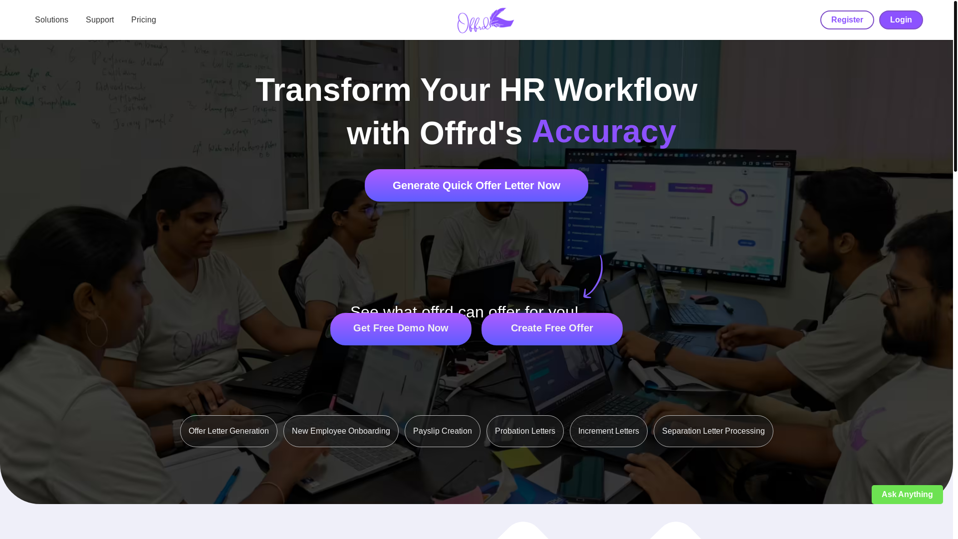 website screenshot of https://offrd.co/