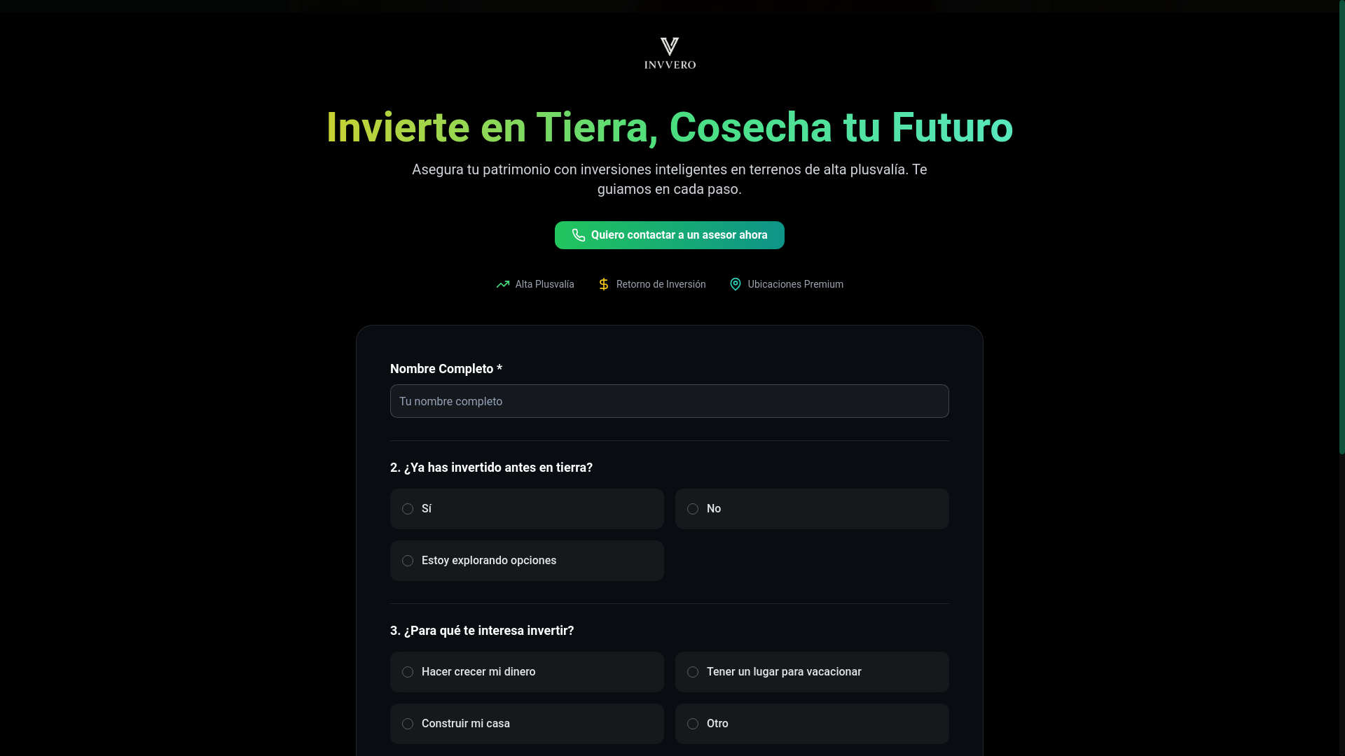 website screenshot of https://invveroinversiones.com/