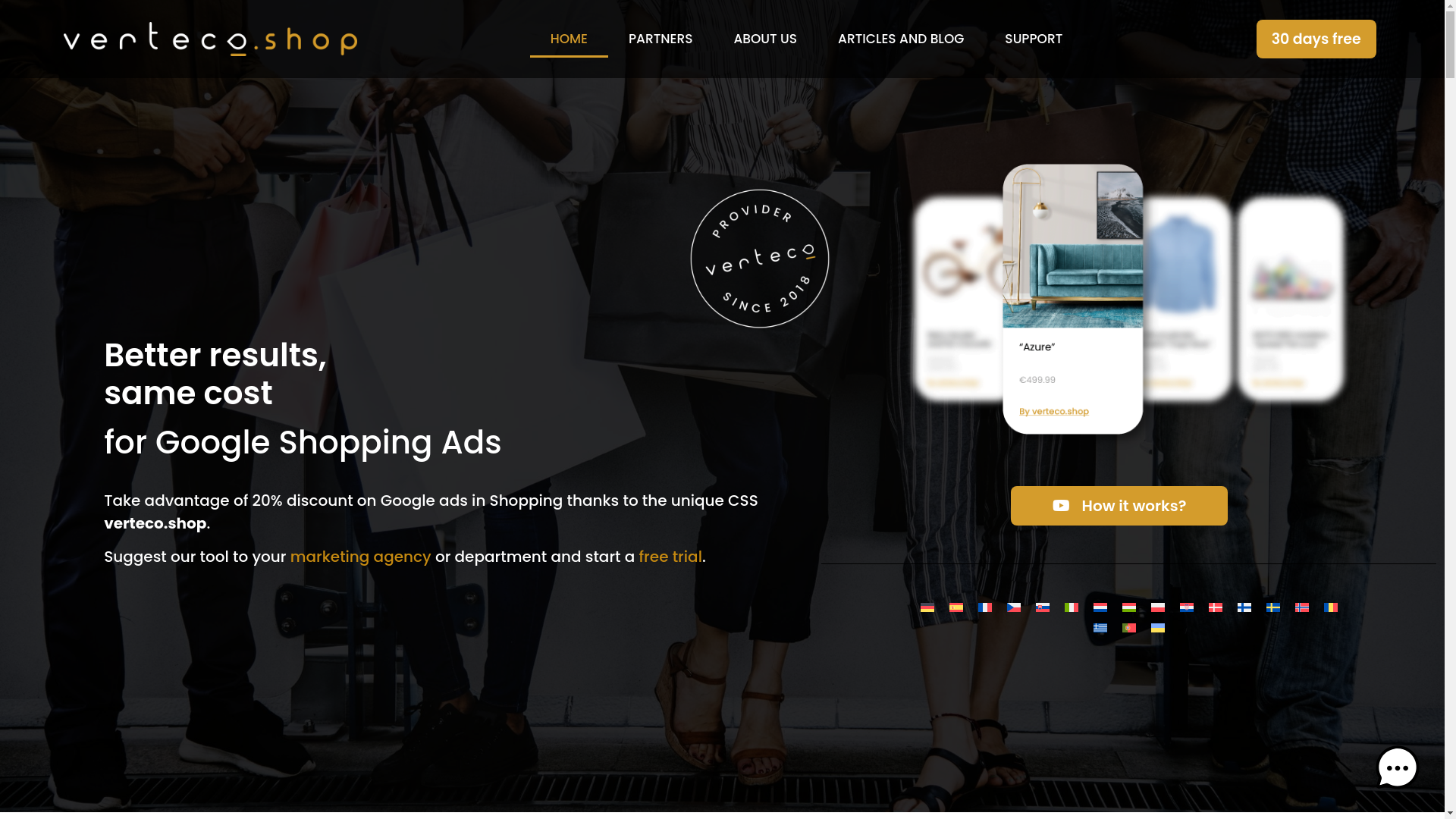 website screenshot of https://verteco-shop.eu/