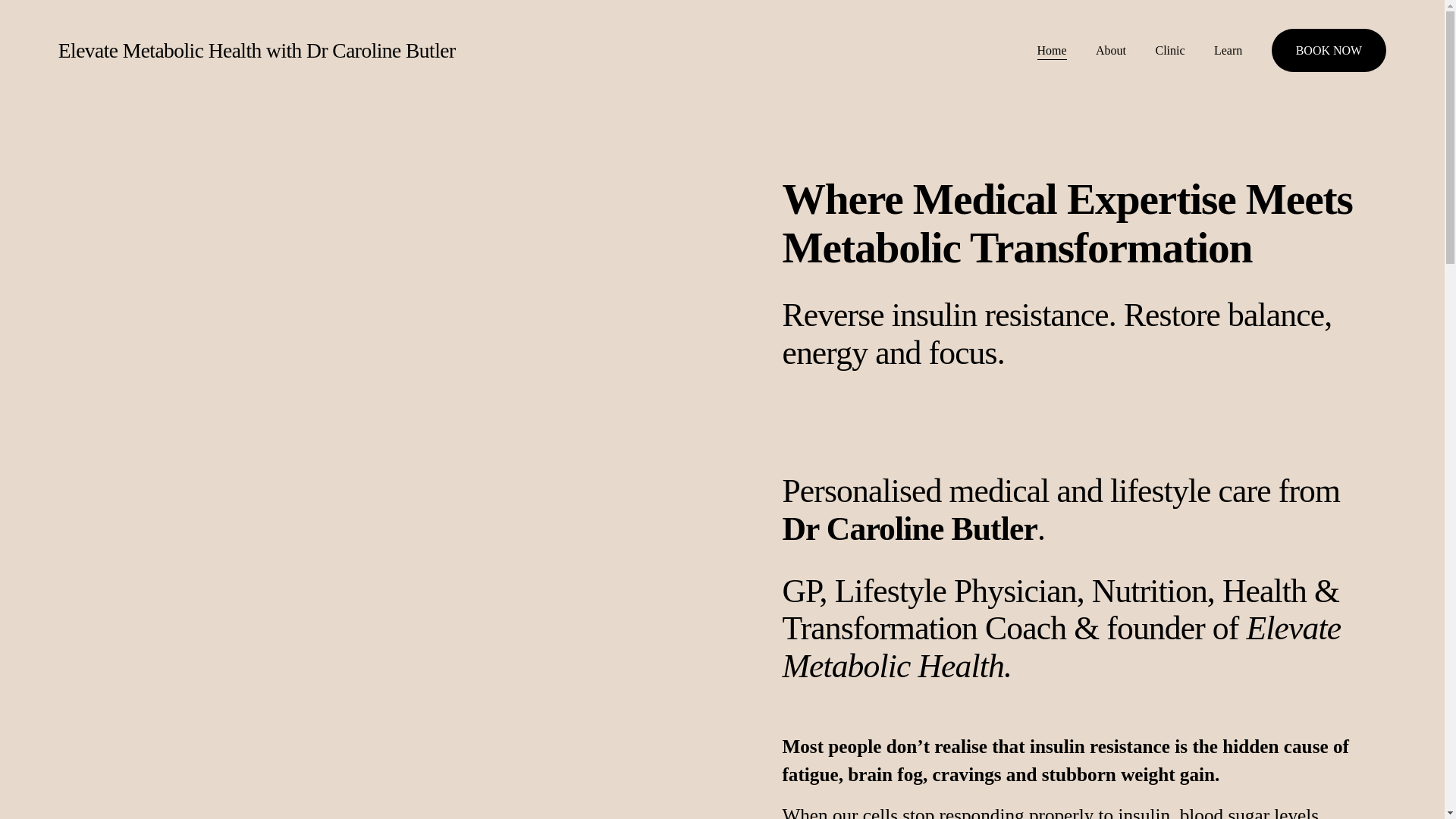 website screenshot of https://elevatemetabolichealth.com/