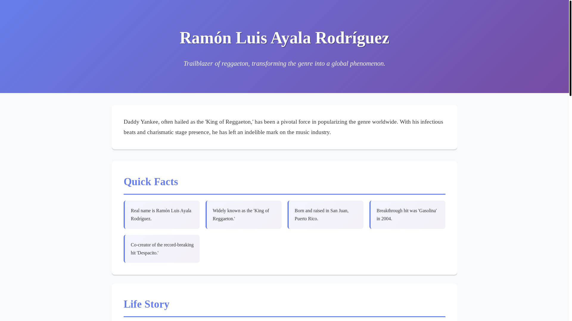 website screenshot of https://daddyyankee.bio/