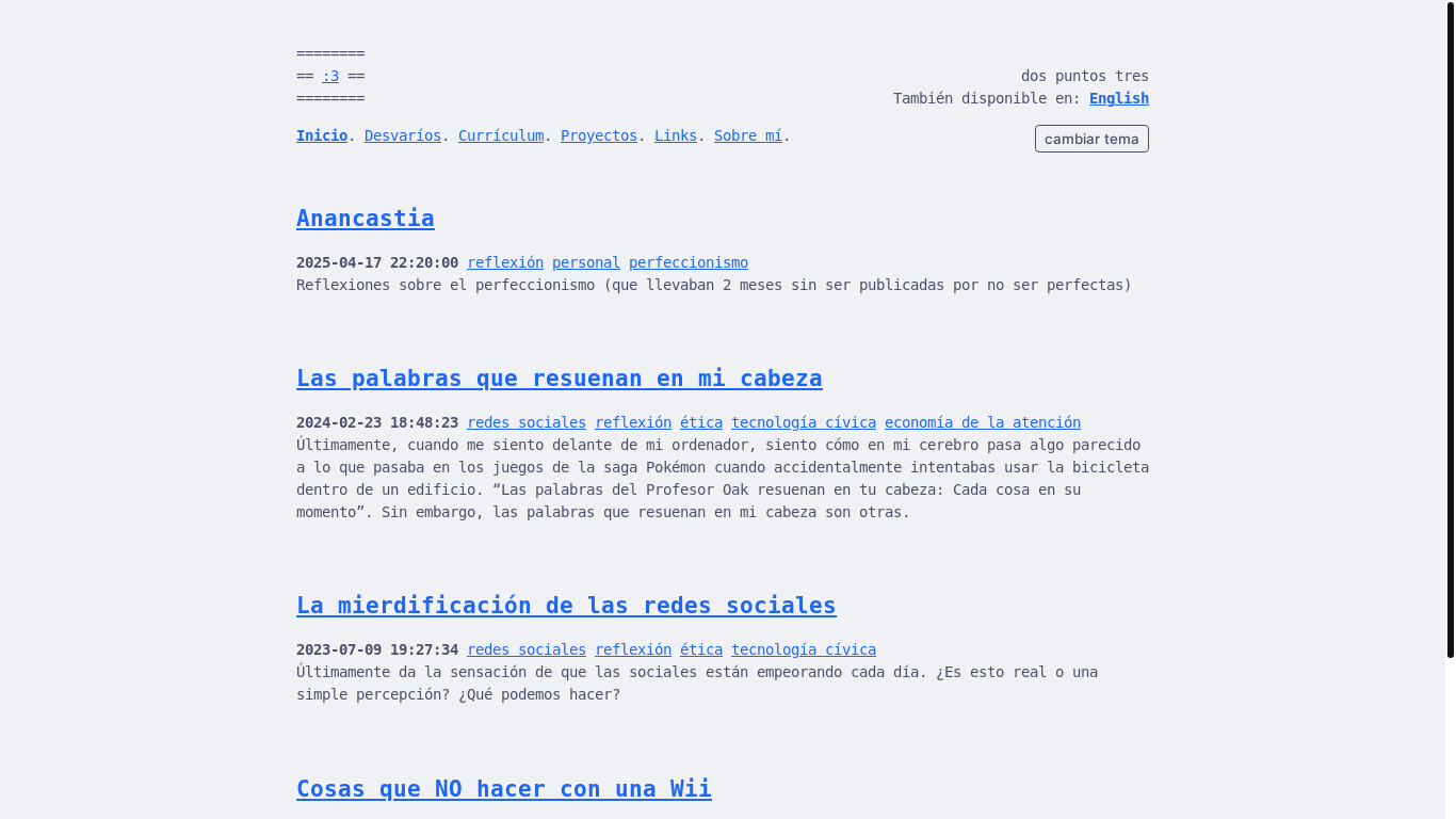 website screenshot of https://dospuntostr.es/