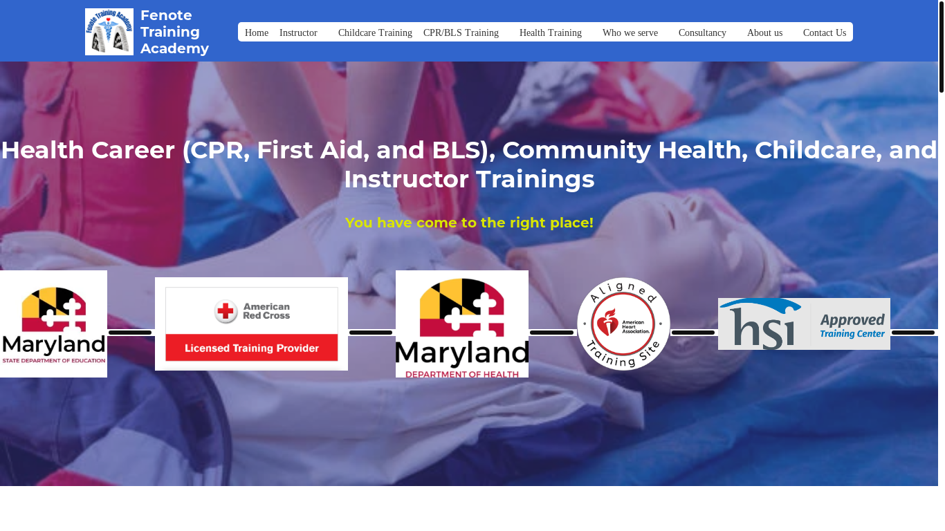 website screenshot of https://fenotetrainingacademy.com/