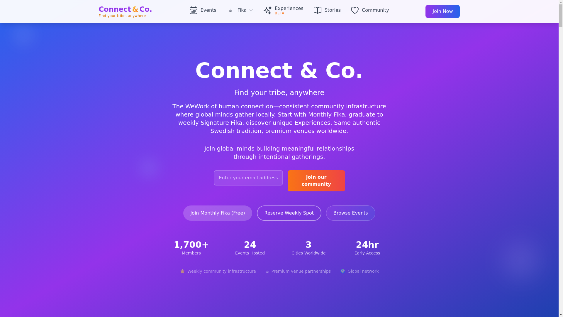 website screenshot of https://fikaconnect.co/