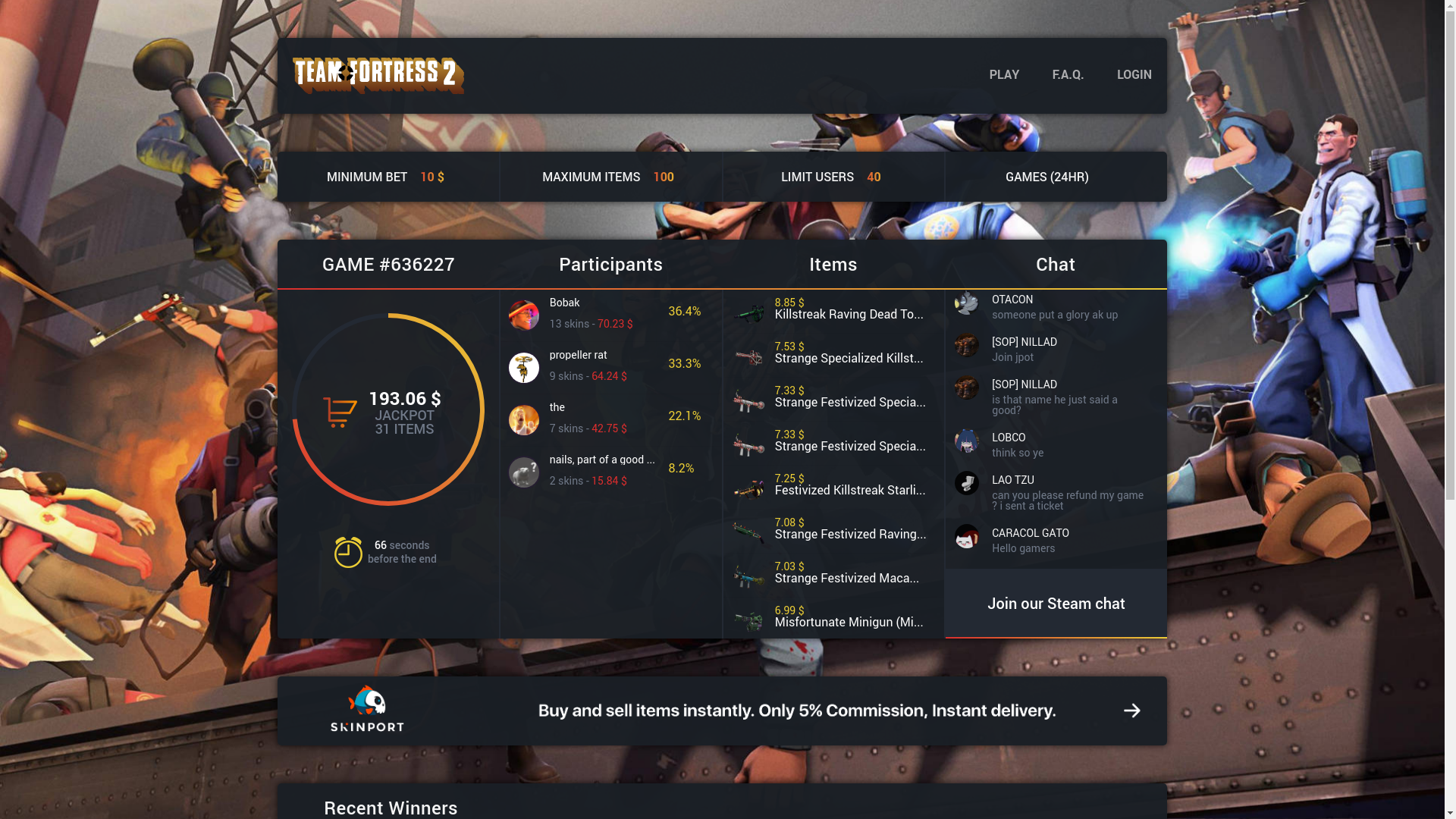 website screenshot of https://tf2hunting.com/