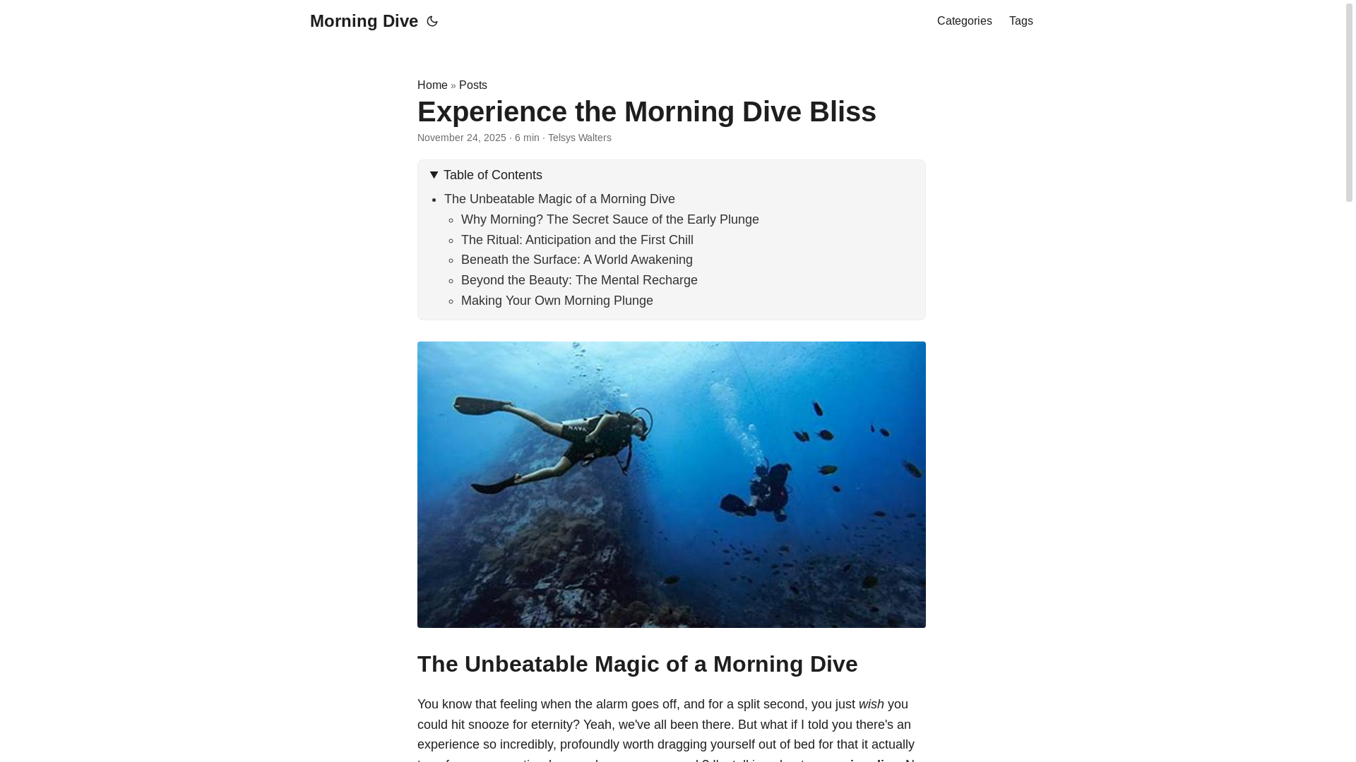 website screenshot of https://morningdive2.pages.dev/