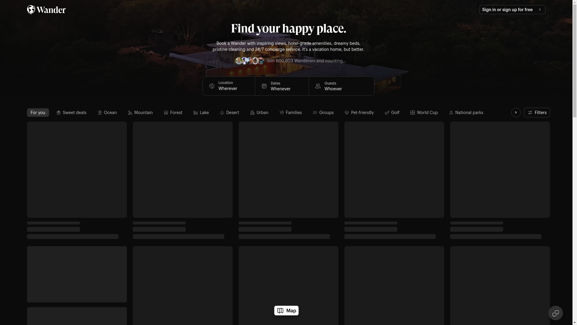 website screenshot of https://wanderdreamestates.com/