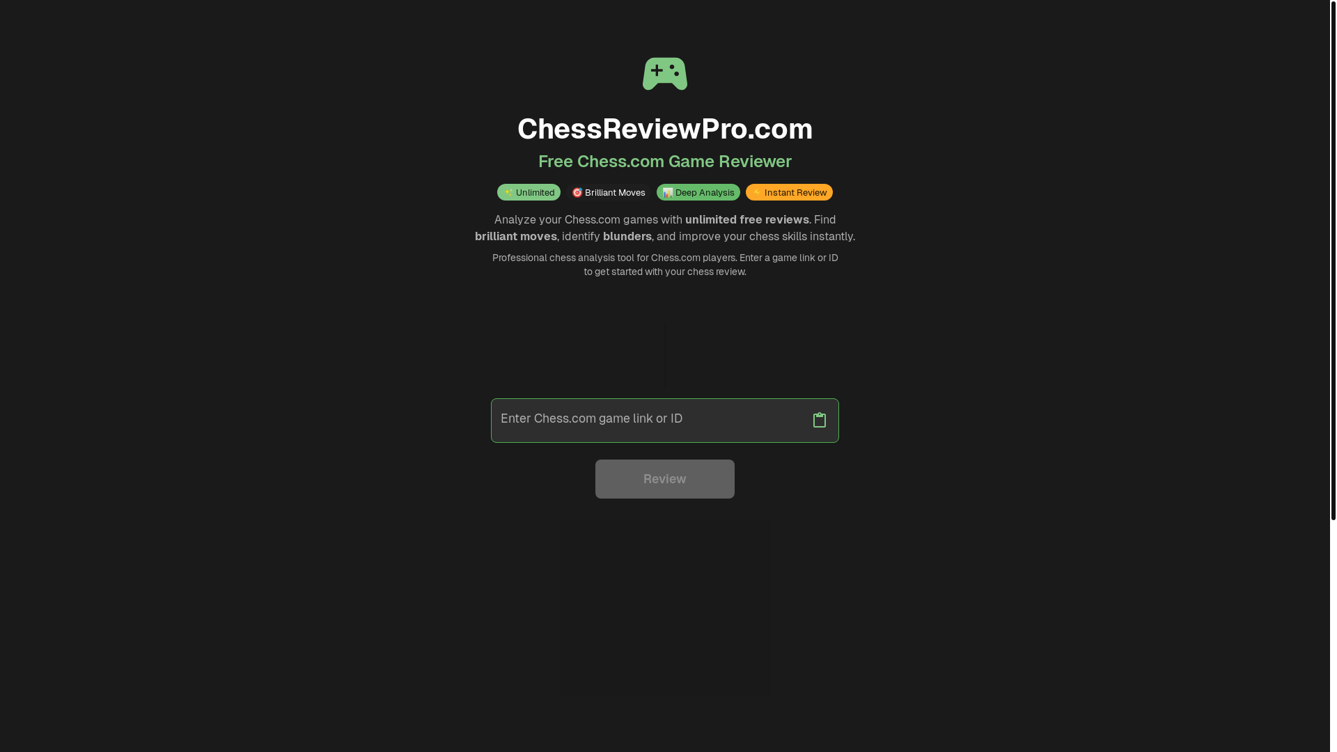 website screenshot of https://chessreviewpro.com/