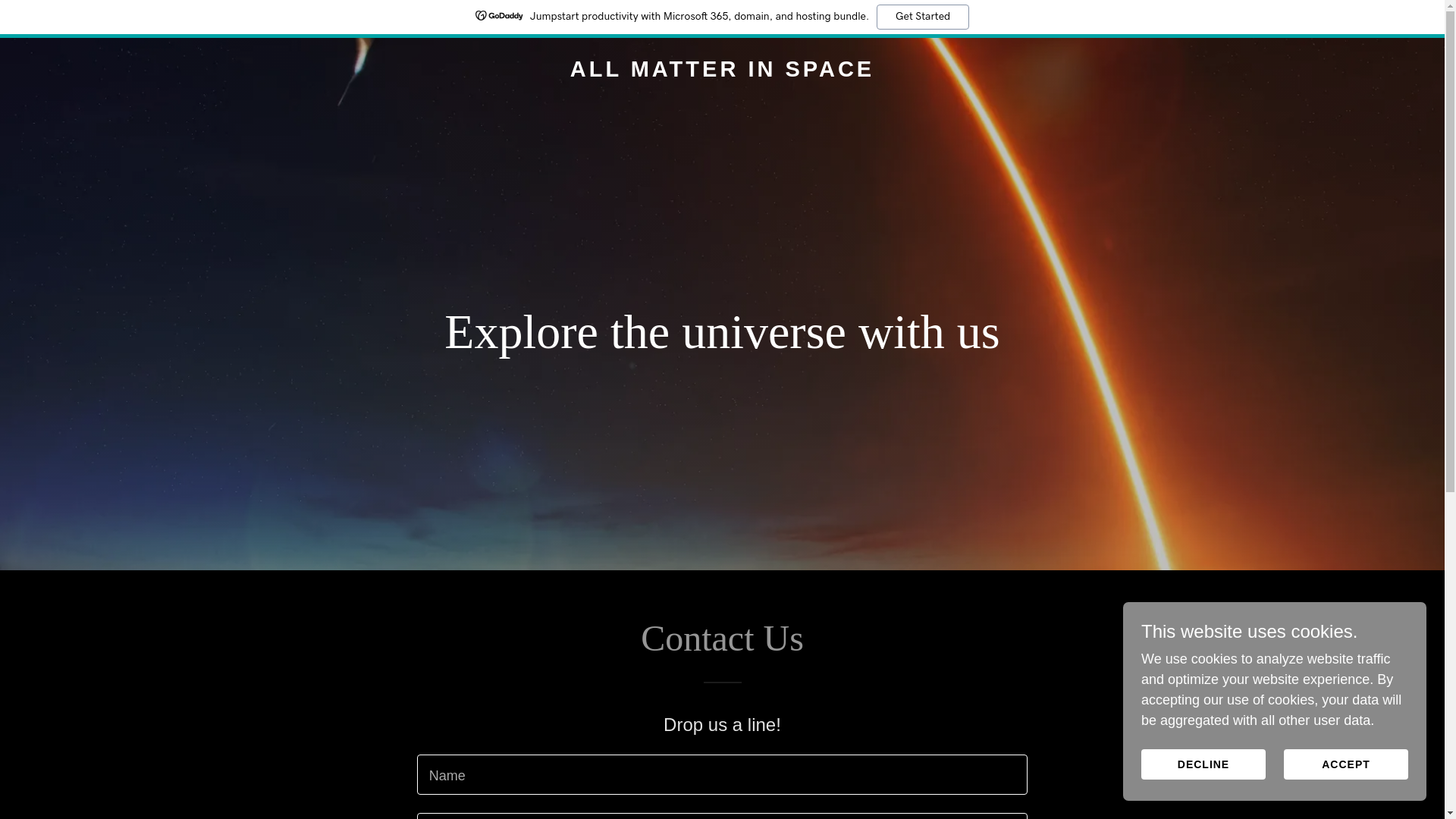 website screenshot of https://allmatterinspace.com/