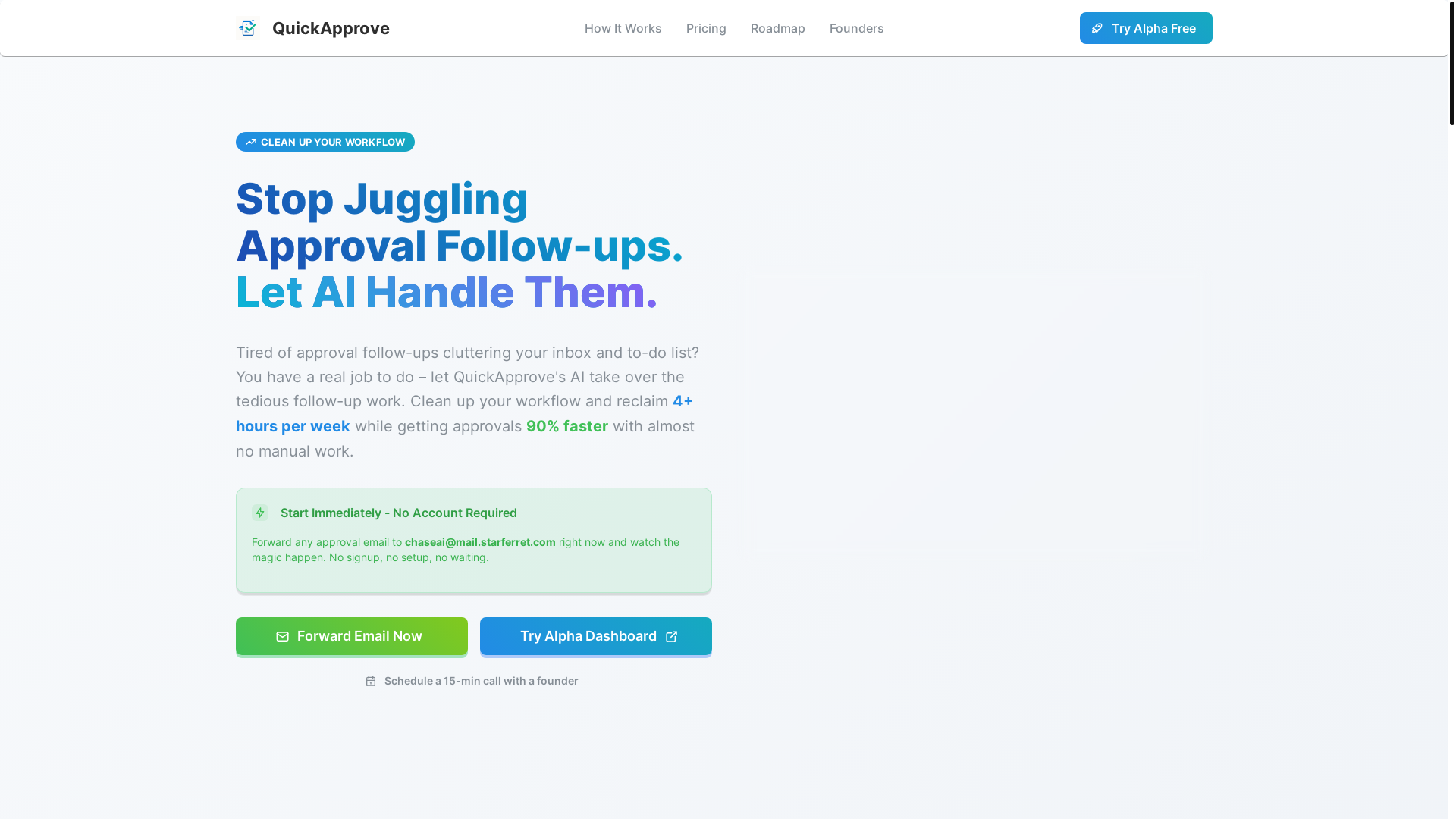 website screenshot of https://quickapproveai.com/