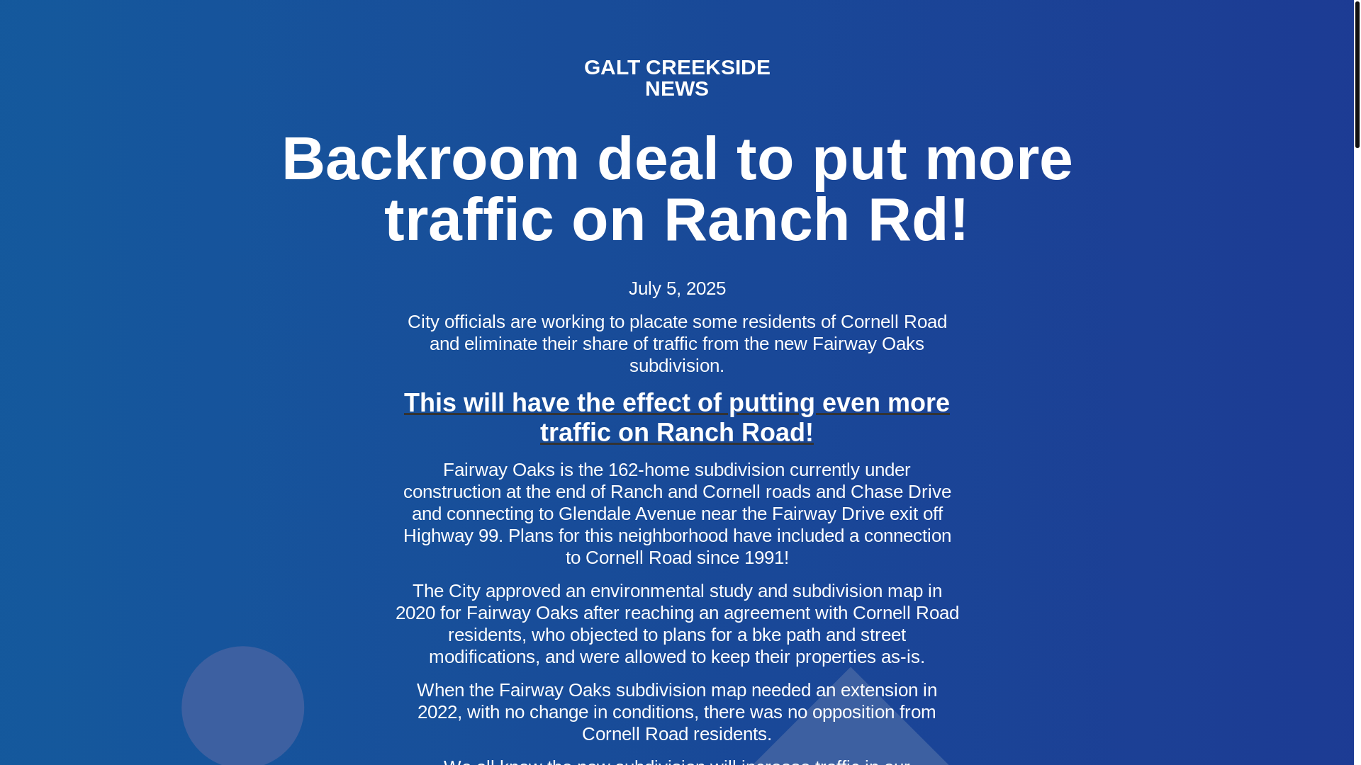 website screenshot of https://galtcreekside.com/