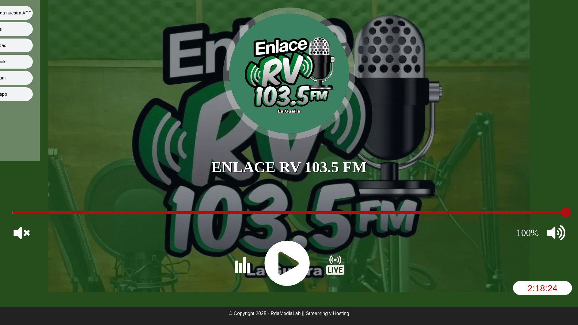 website screenshot of https://enlacerv1035fm.com.ve/