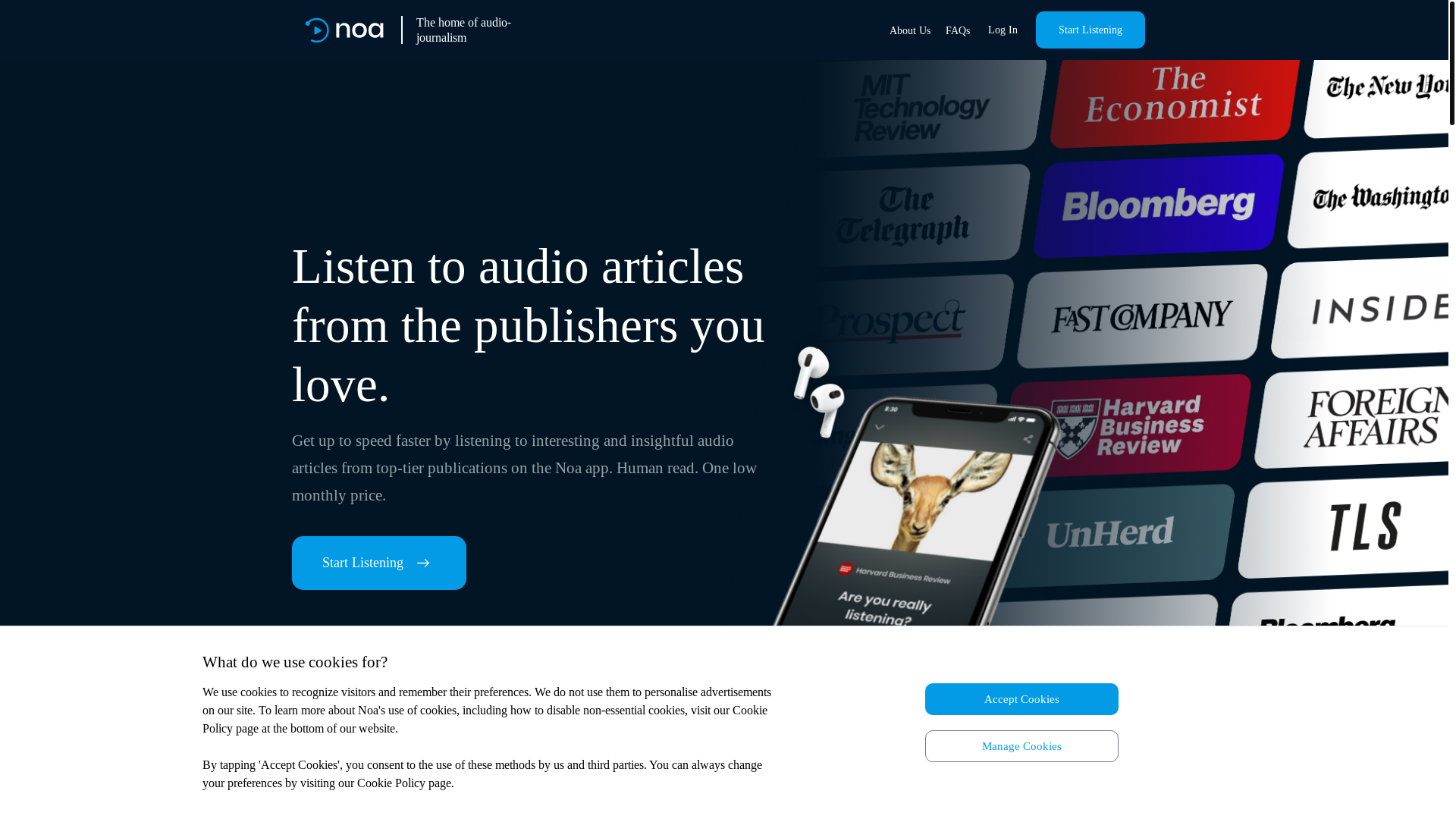 website screenshot of https://newsoveraudio.com/
