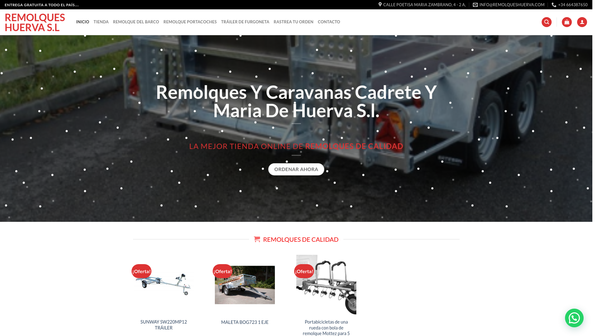 website screenshot of https://remolqueshuerva.com/