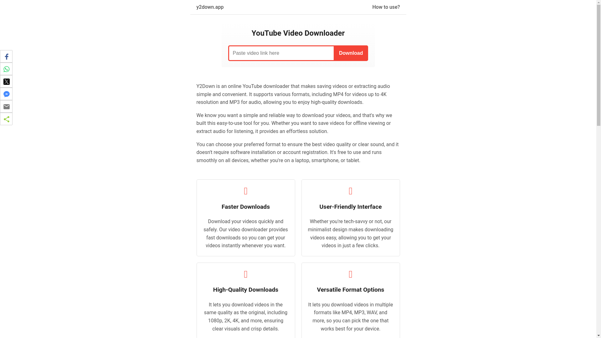 website screenshot of https://www.y2down.app/