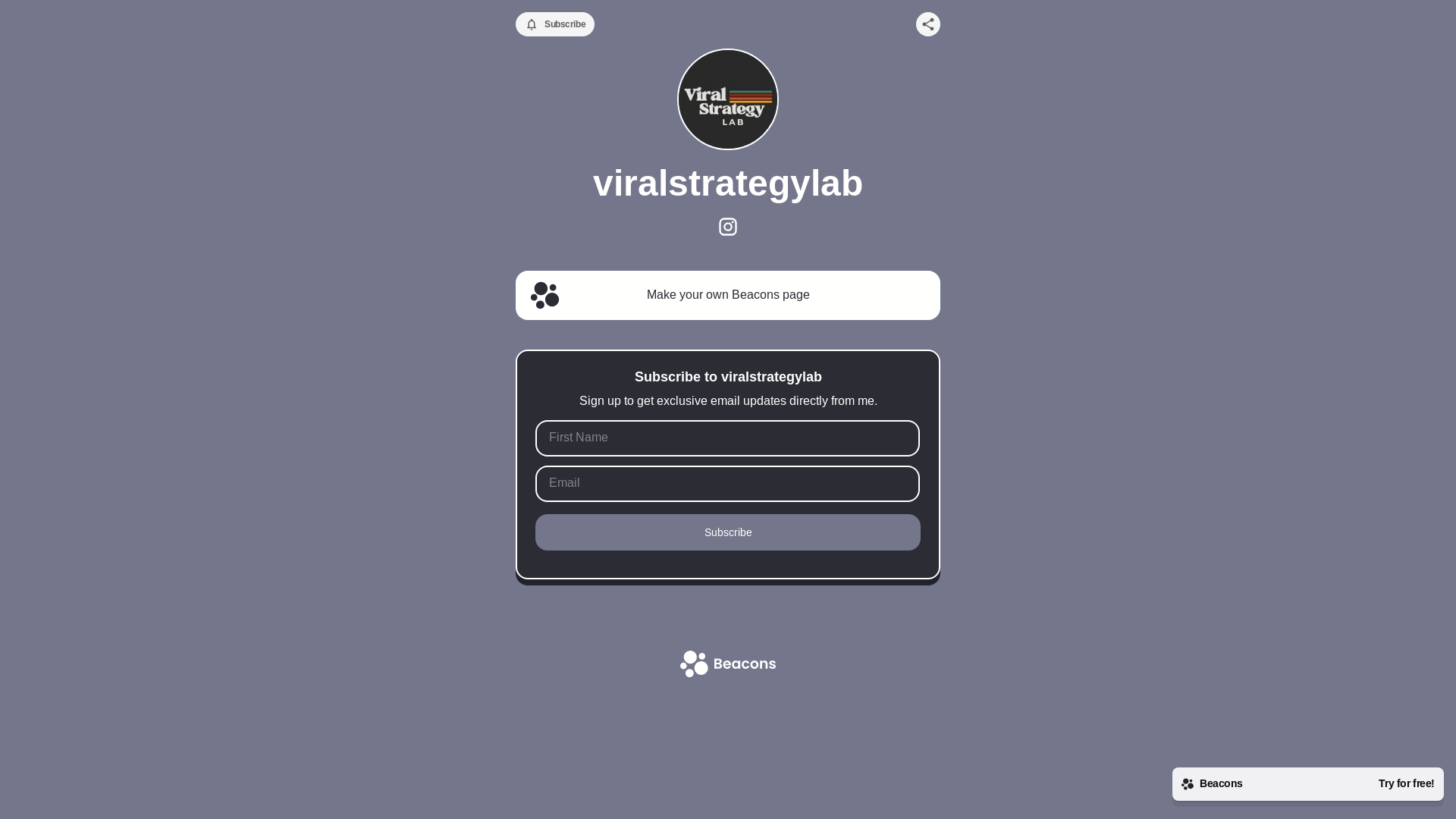 website screenshot of https://viralstrategylab.com/