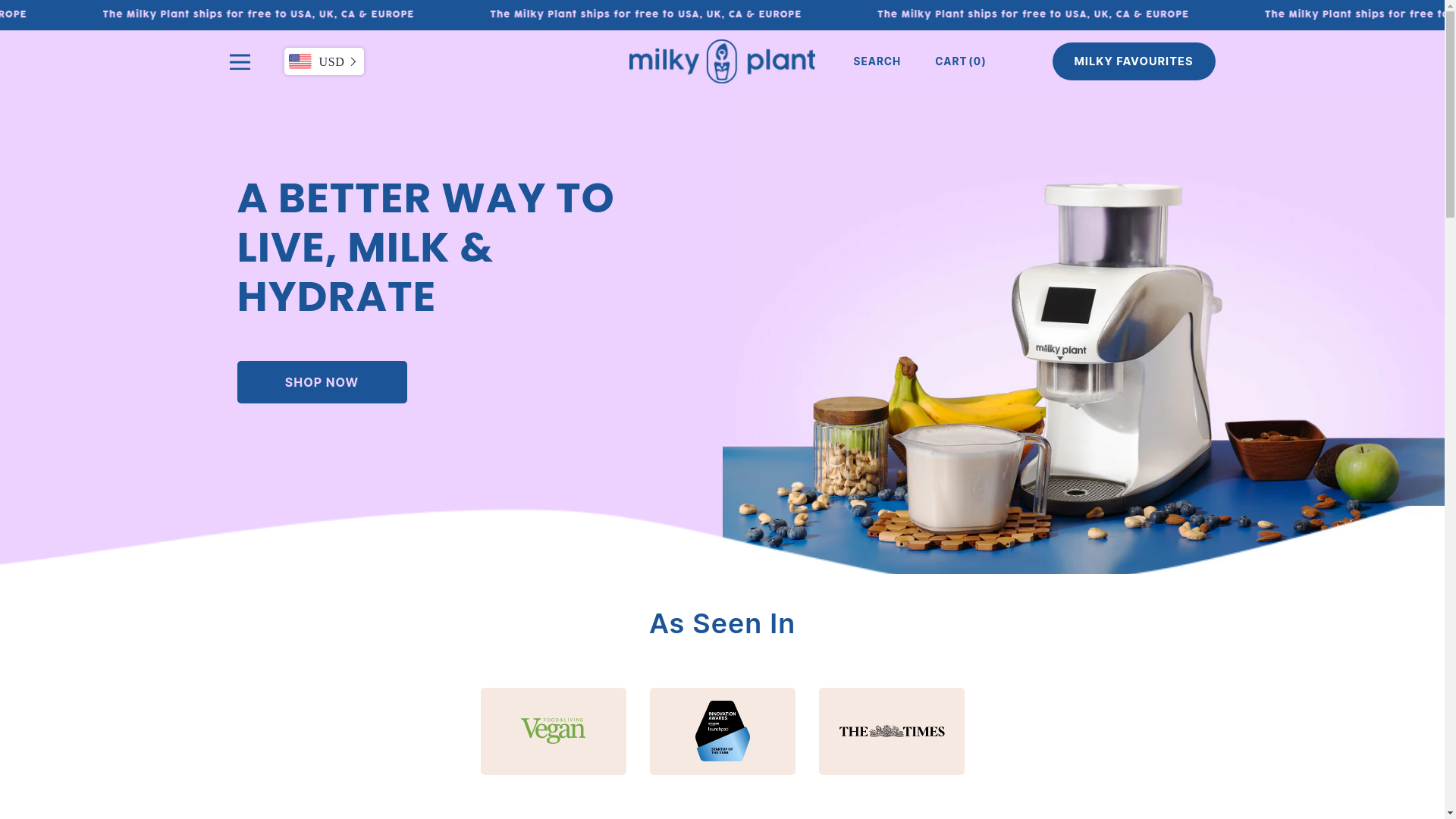 website screenshot of https://milkyplant.com/