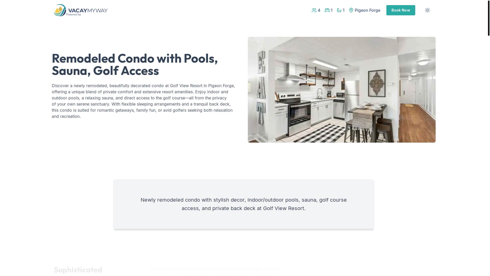 website screenshot of https://romancegolfview.vacations/