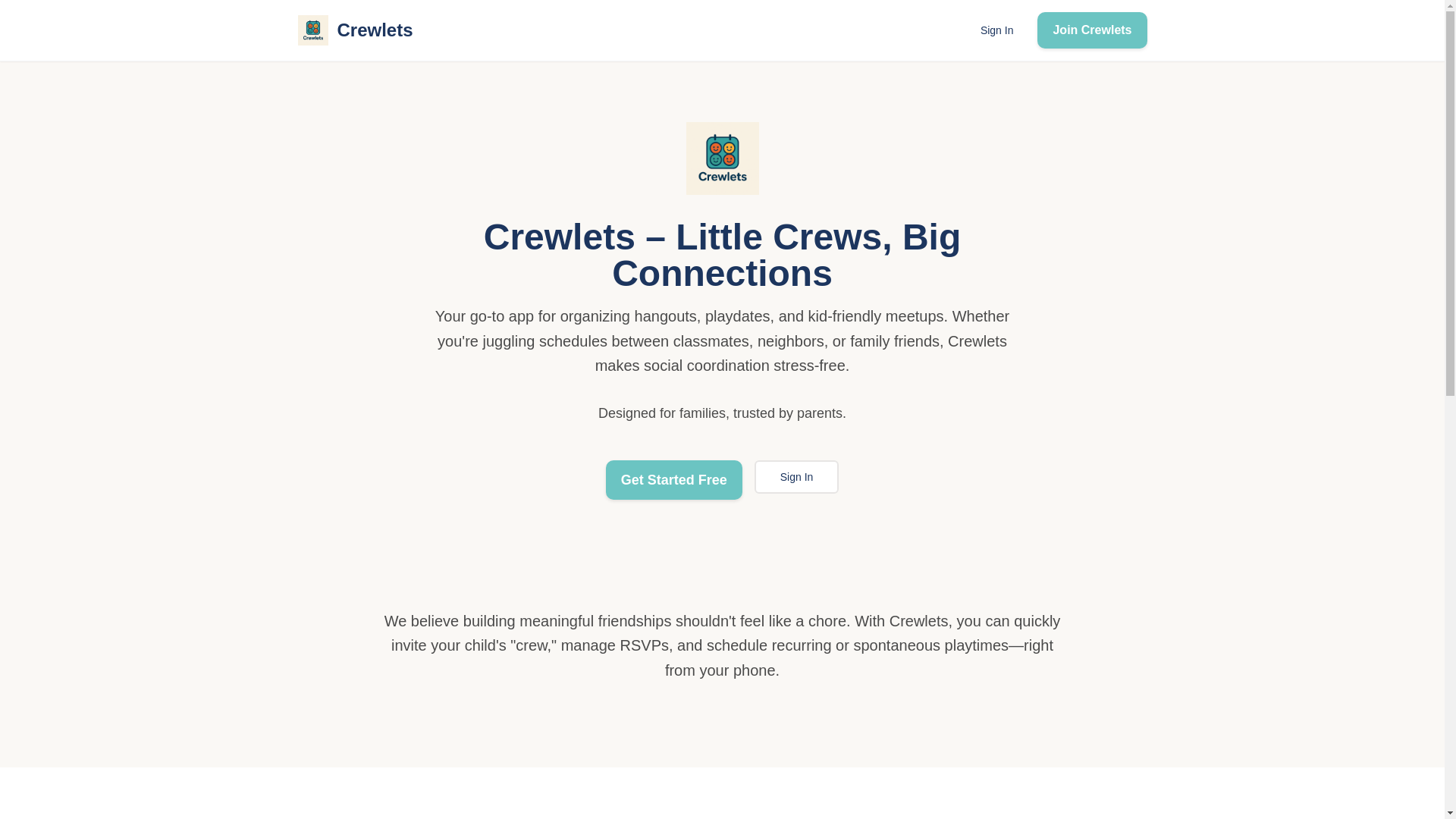 website screenshot of https://crewlets.com/
