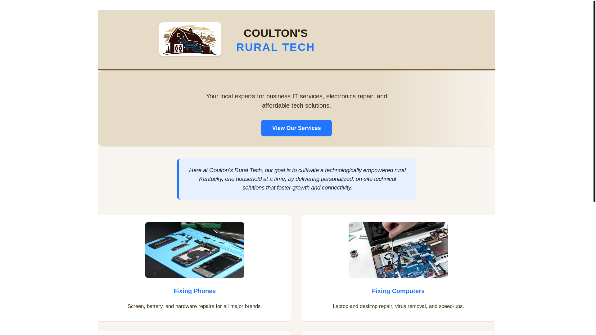 website screenshot of https://coultons-rural-tech-website.pages.dev/