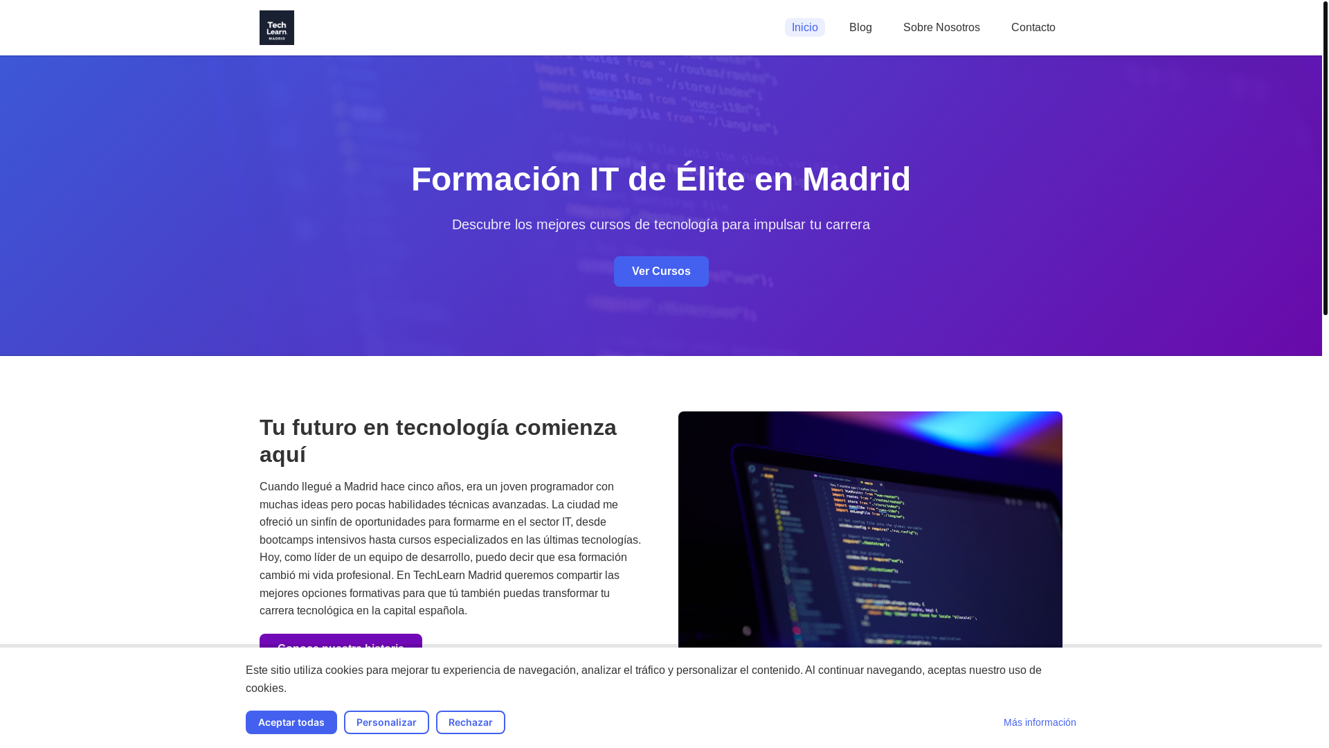 website screenshot of https://techlearnmadridnew.com/