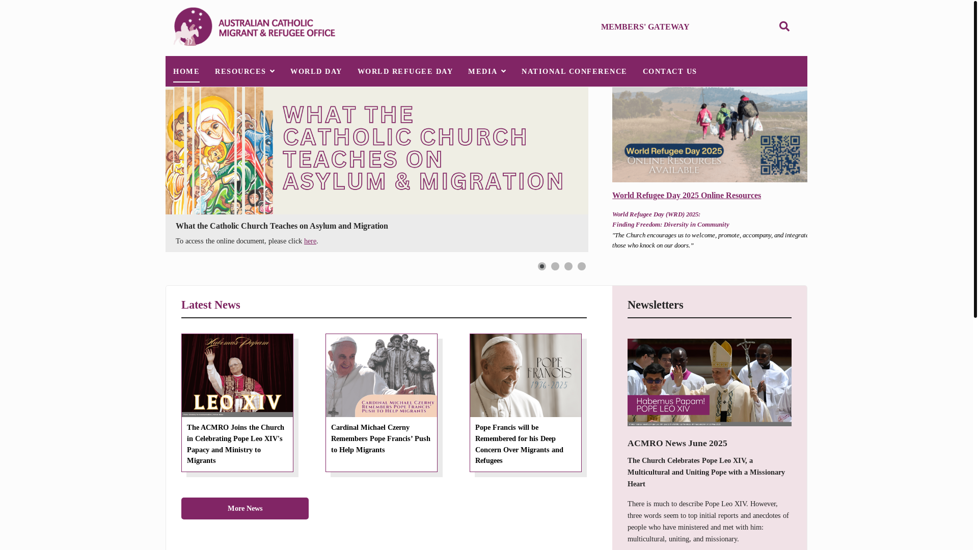 website screenshot of https://acmro.catholic.org.au/
