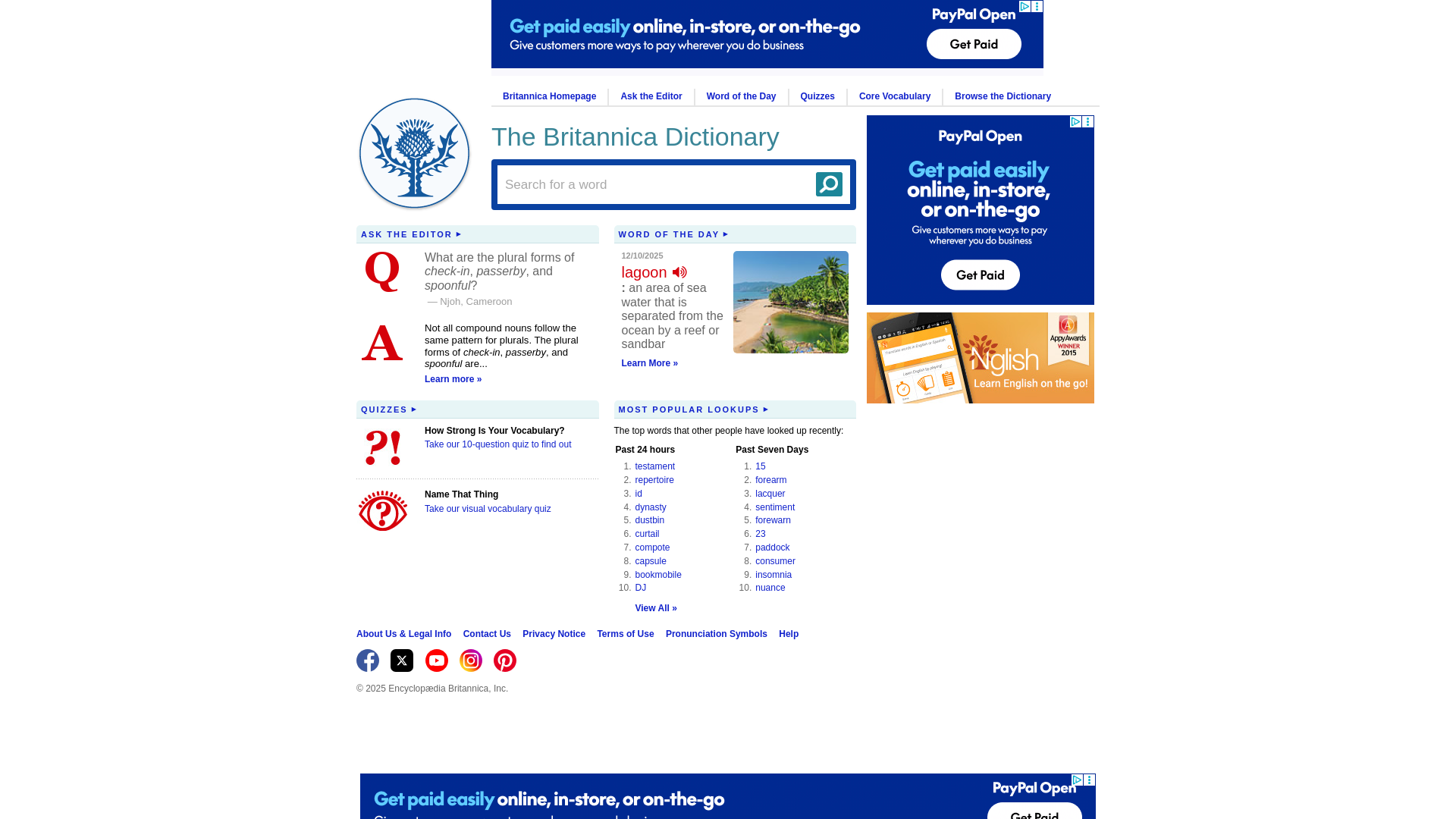 website screenshot of https://learnersdictionary.com/