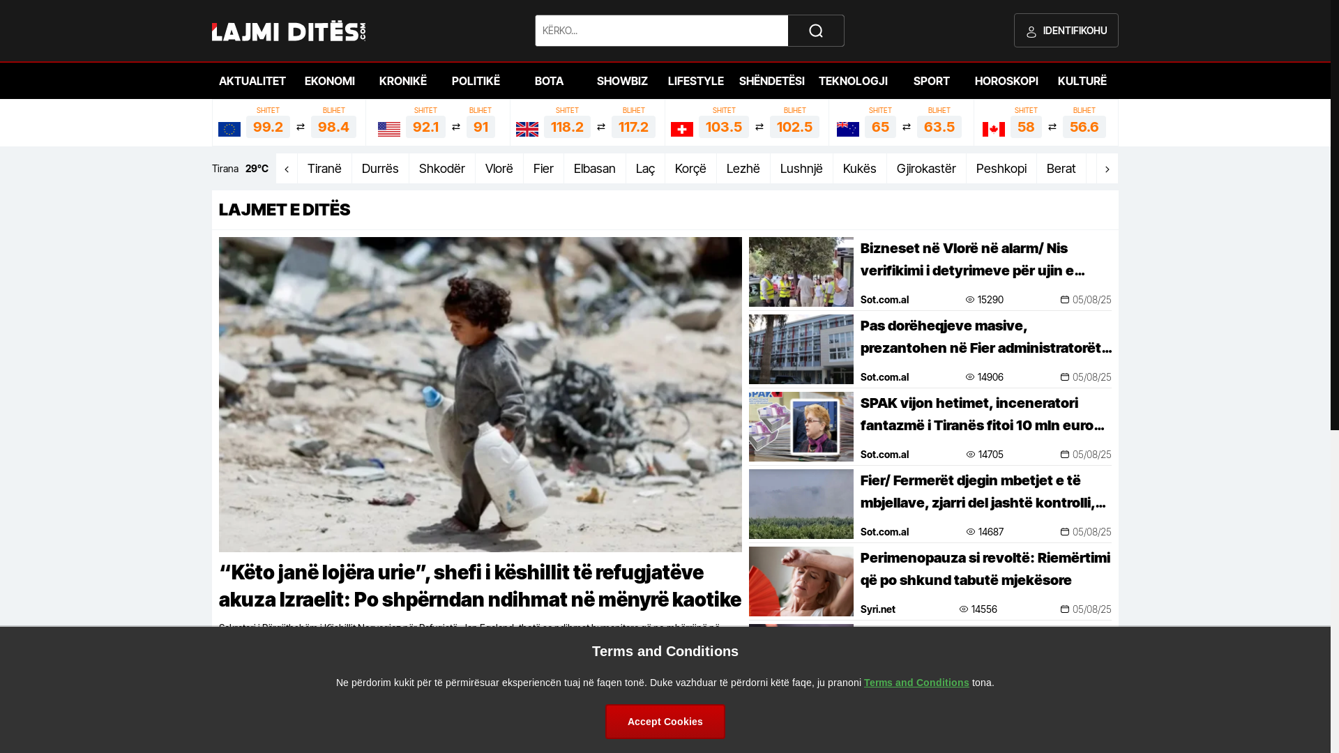 website screenshot of https://lajmidites.com/