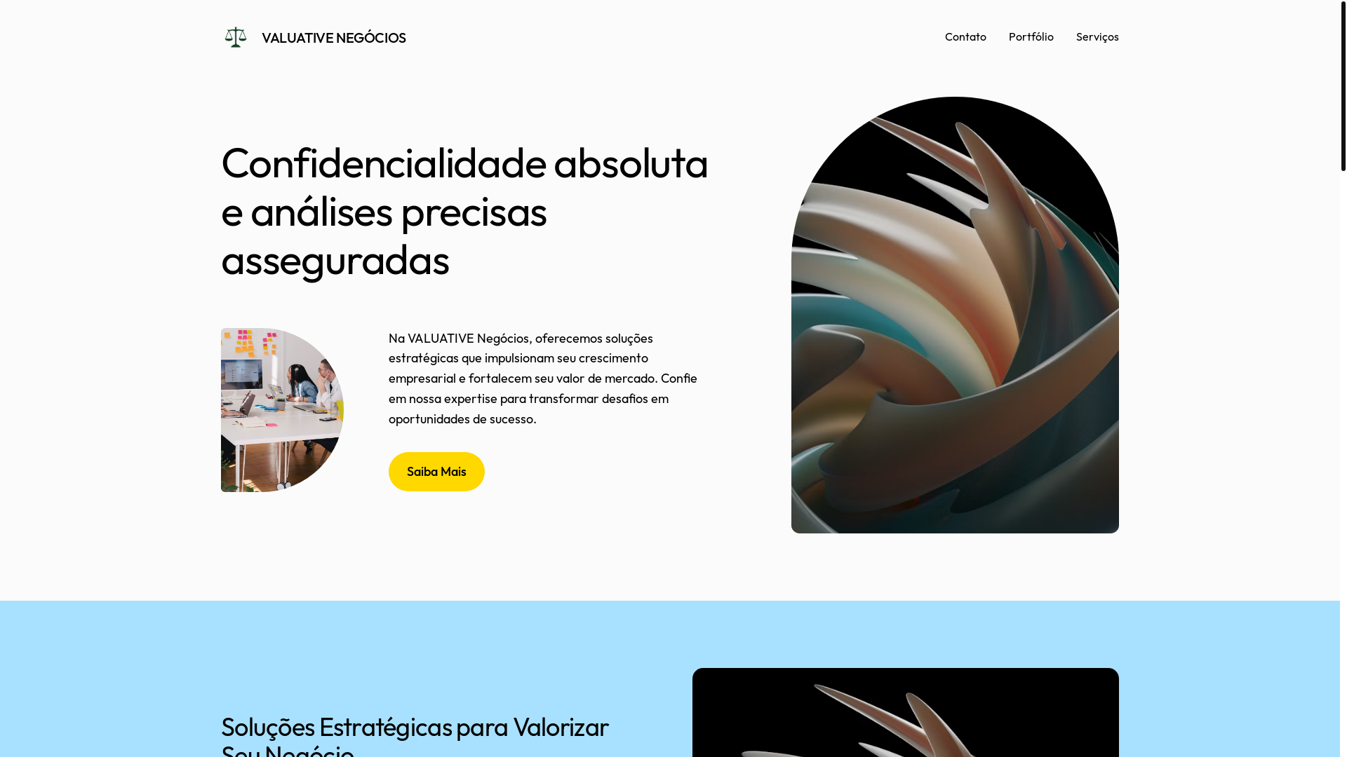website screenshot of https://valuative.com.br/