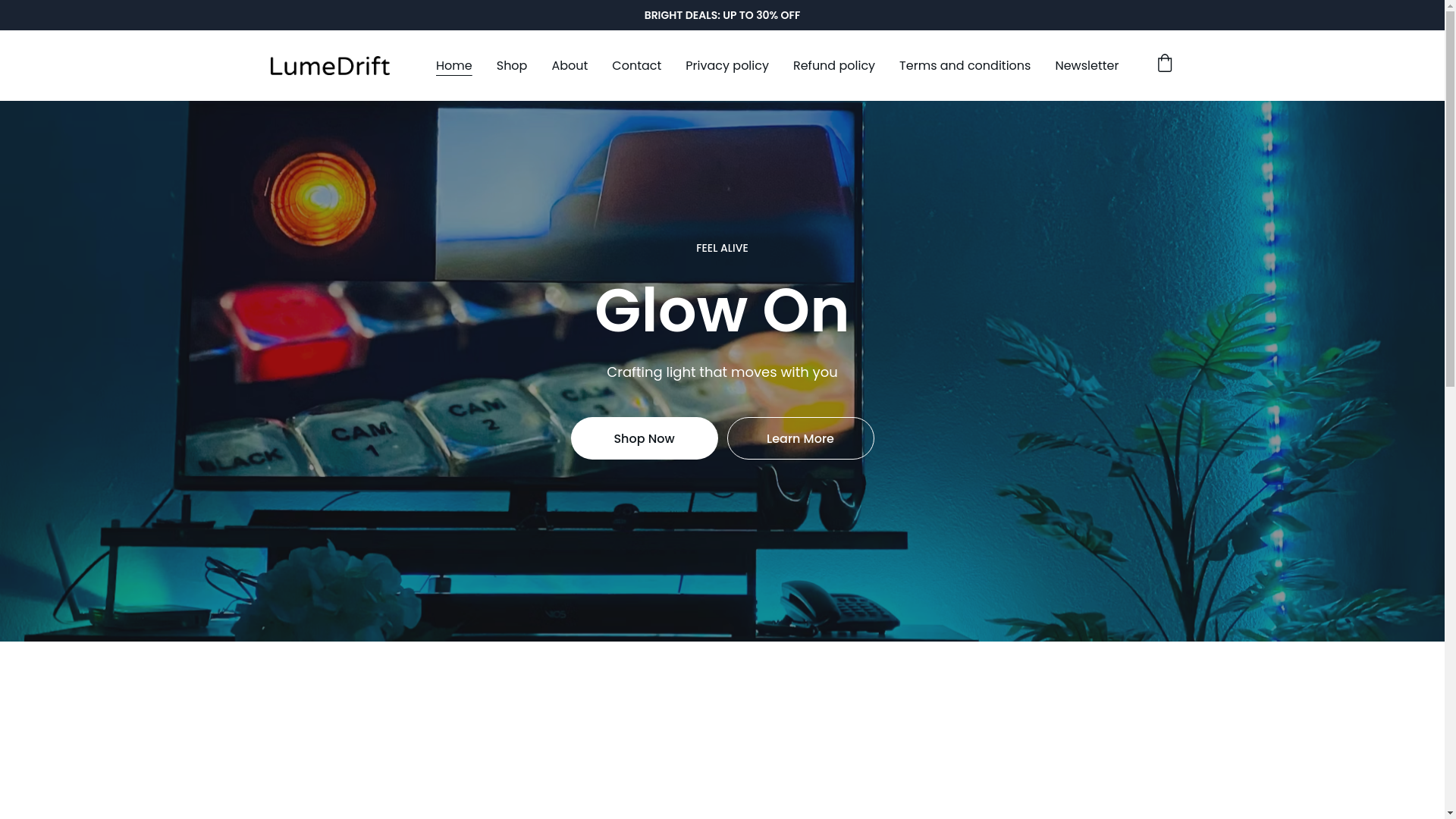 website screenshot of https://lumedrift.store/
