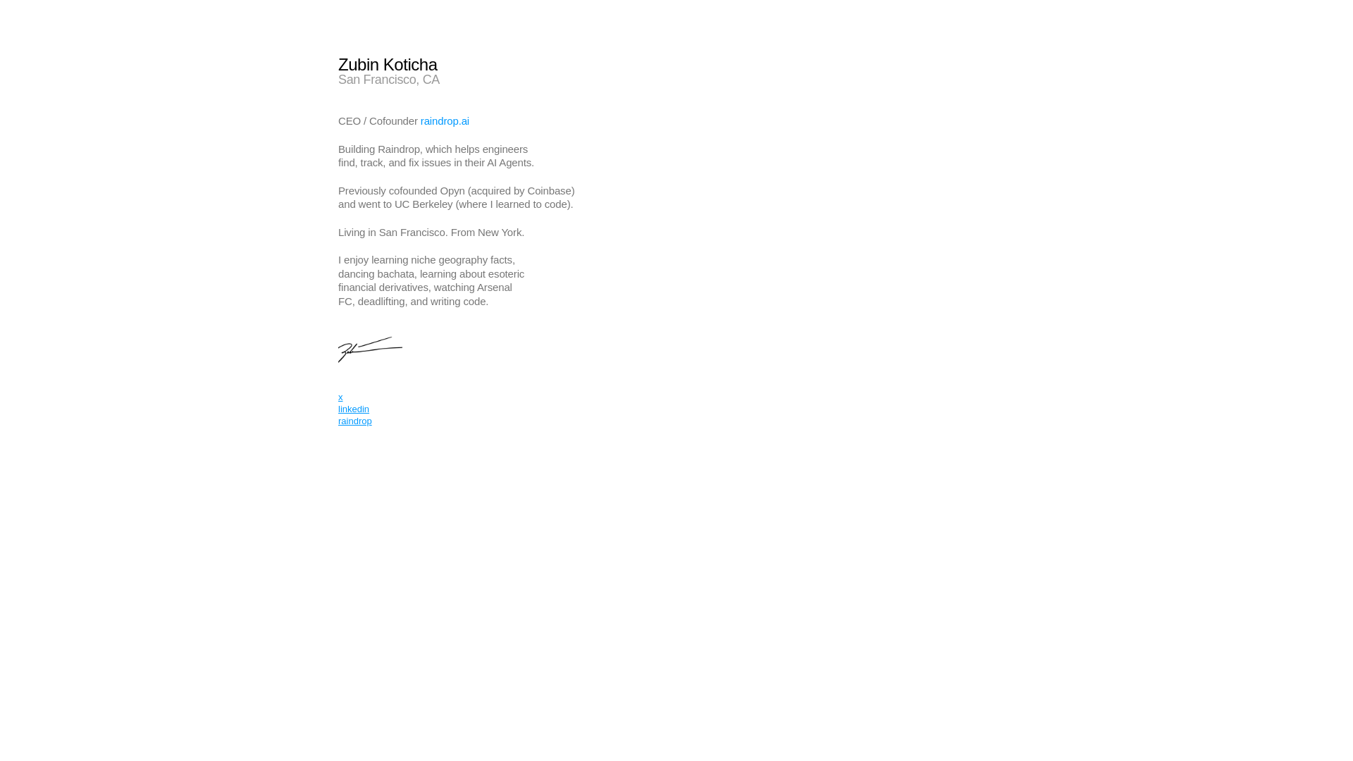 website screenshot of https://zubinkoticha.com/