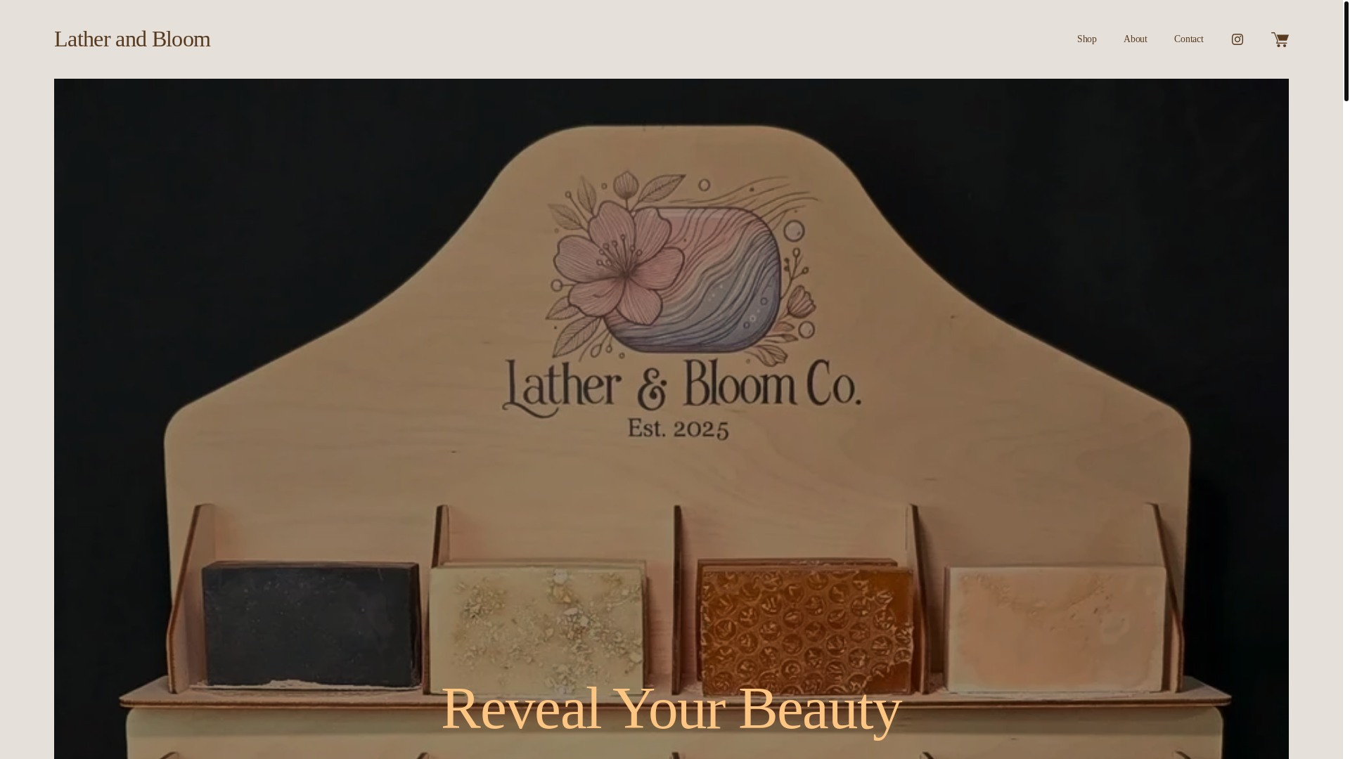 website screenshot of https://latherandbloom.store/