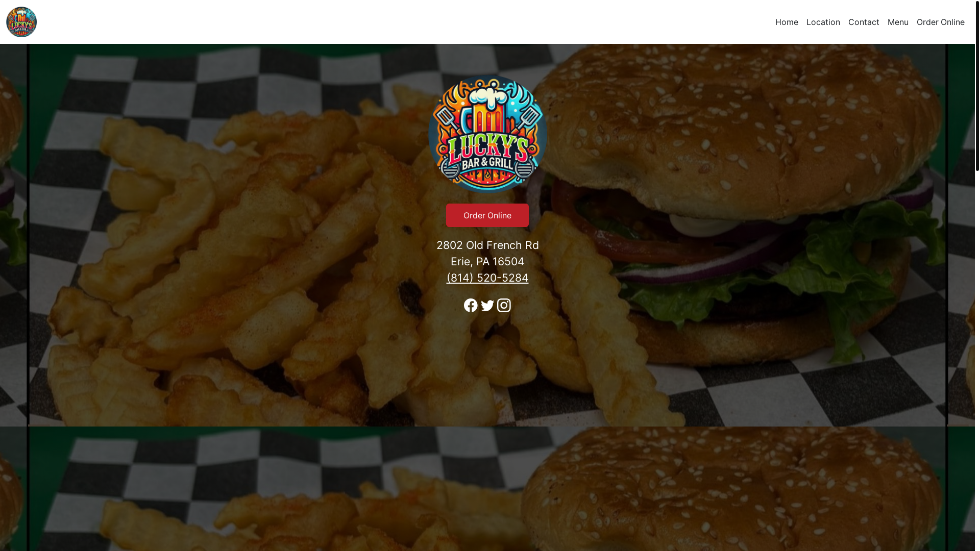 website screenshot of https://luckysbargrillpa.com/