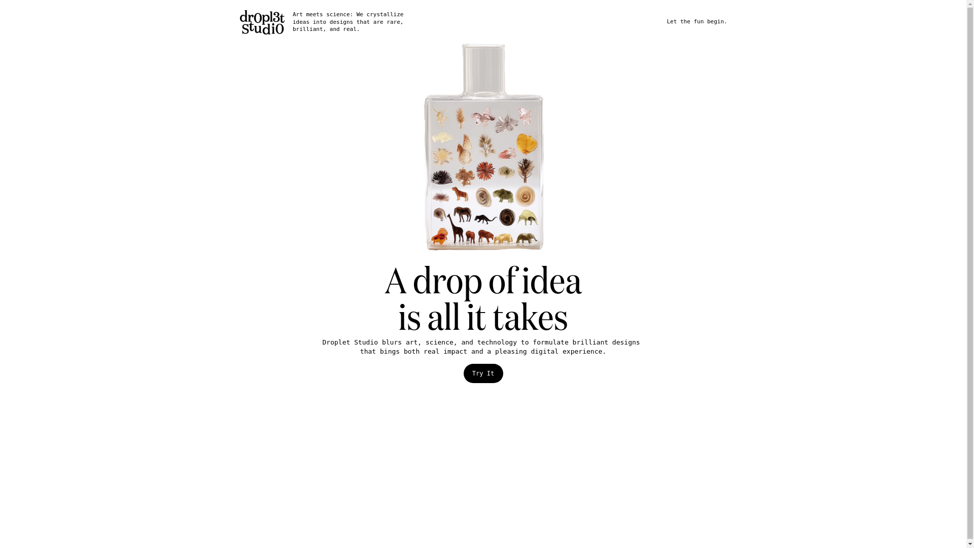 website screenshot of https://dropletstudio.design/