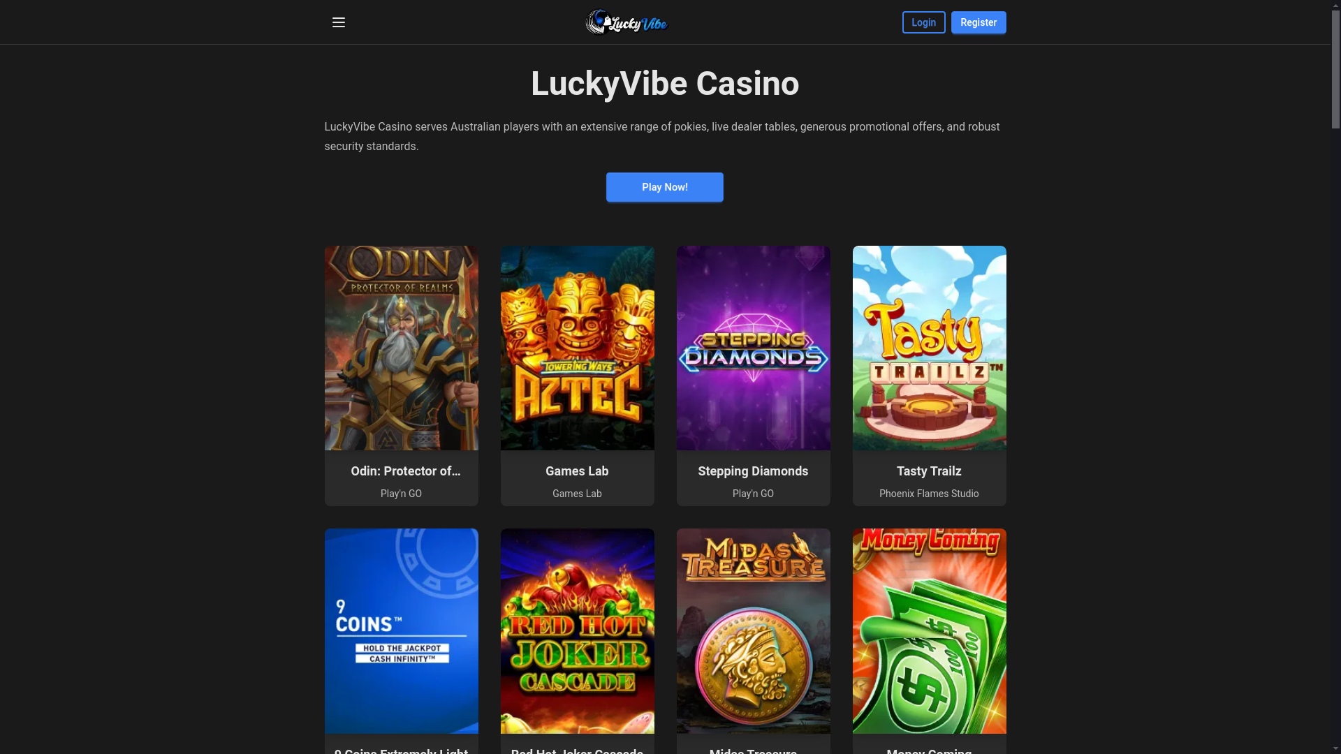 website screenshot of https://luckyvibe777-com.pages.dev/