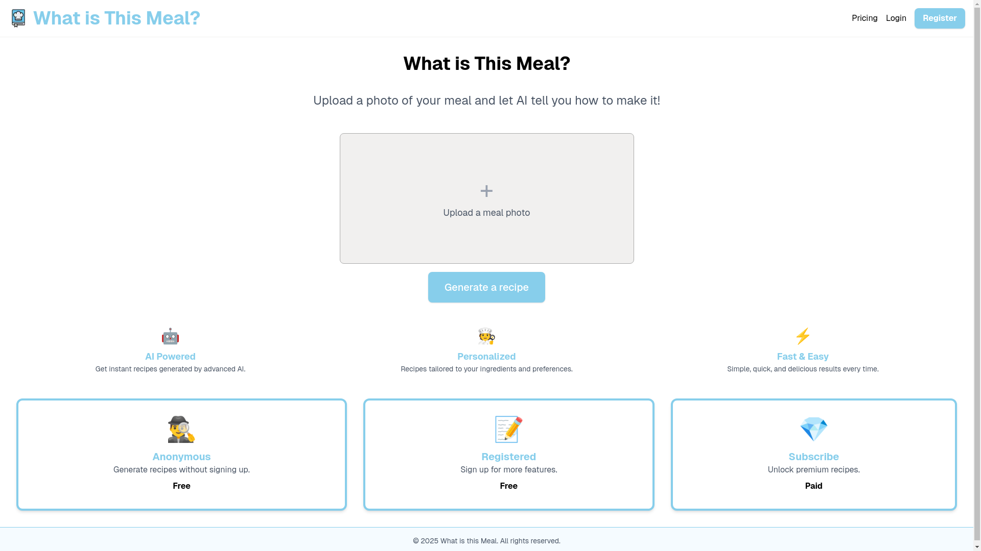 website screenshot of https://whatisthismeal.com/