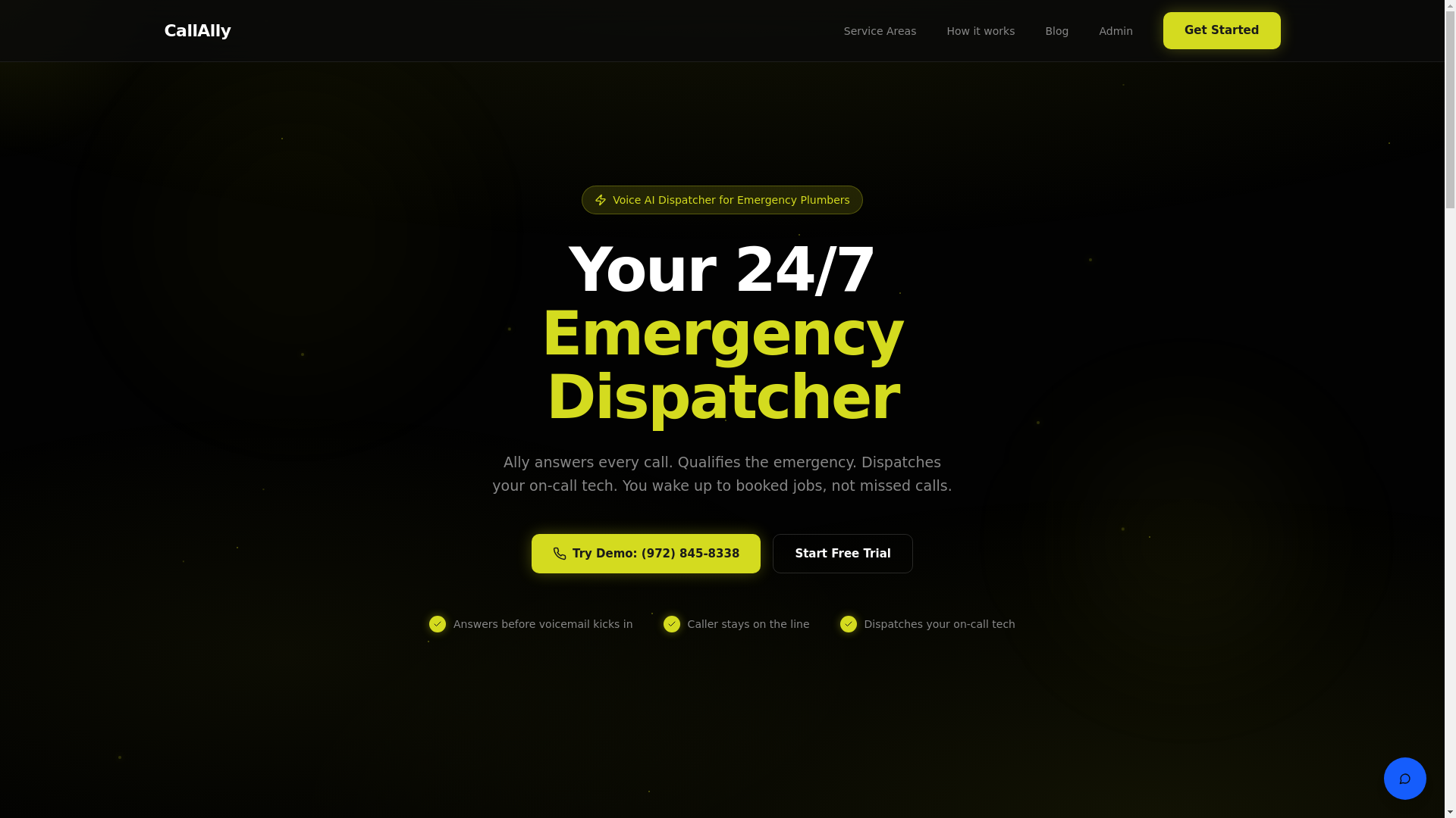 website screenshot of https://callallyai.com/